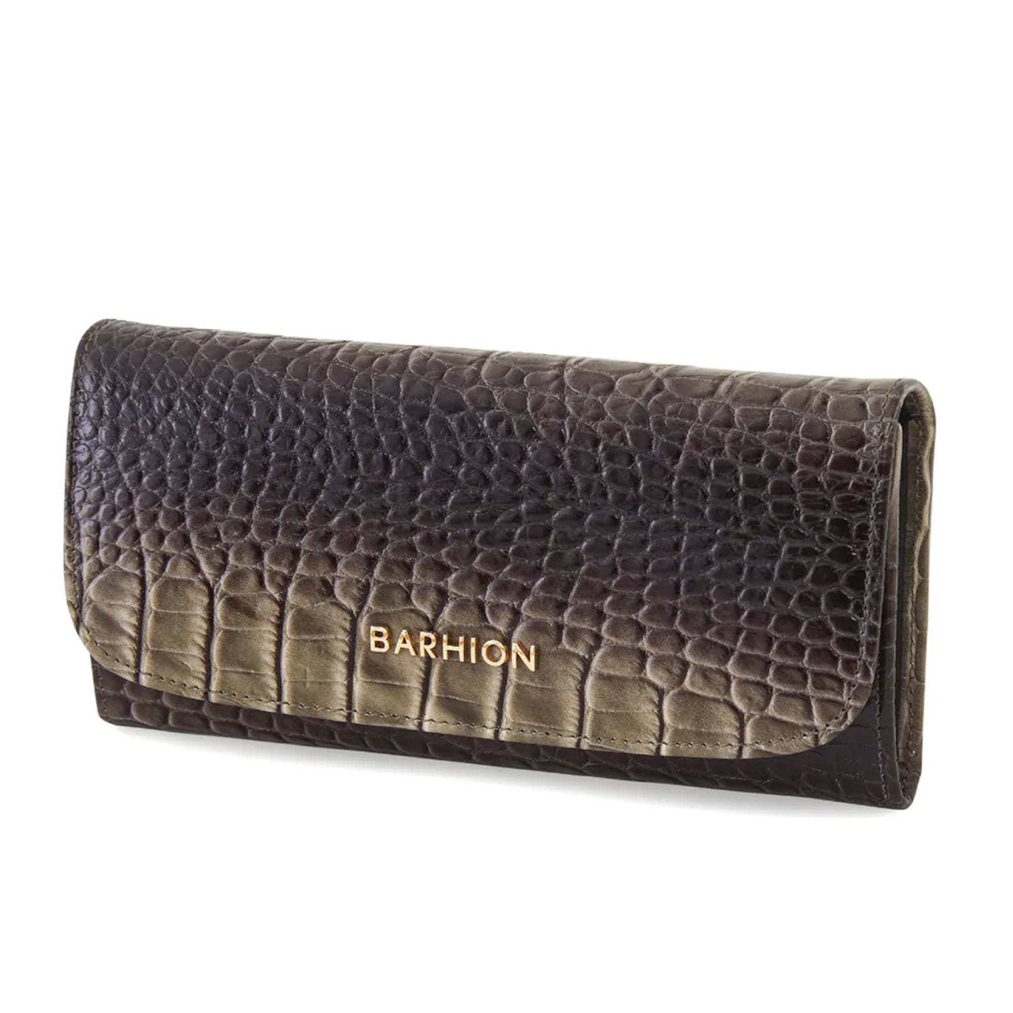 Women's Calf Leather Crocodile Embossed Handmade Wallet W25026 13