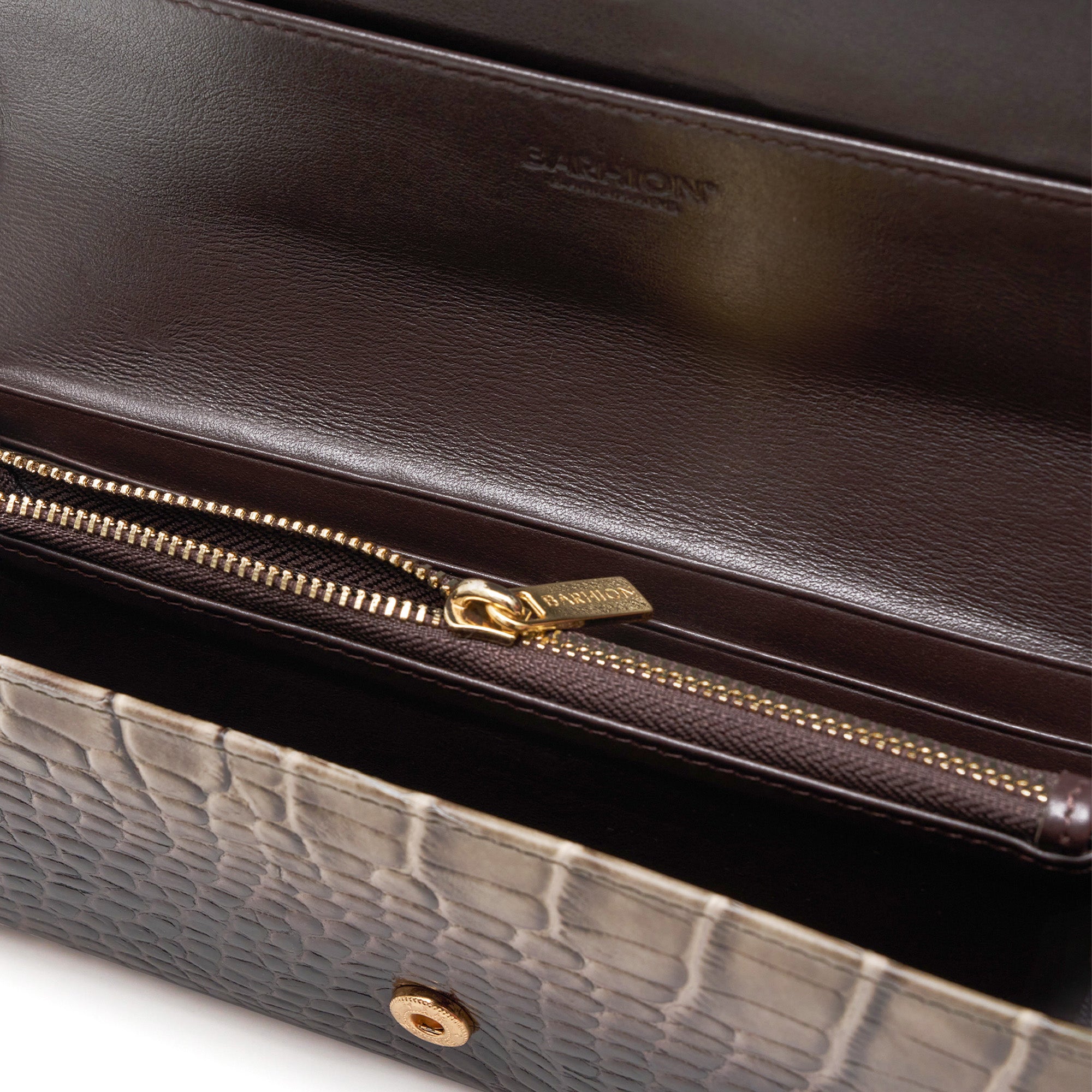 Women's Calf Leather Crocodile Embossed Handmade Wallet W25026 16