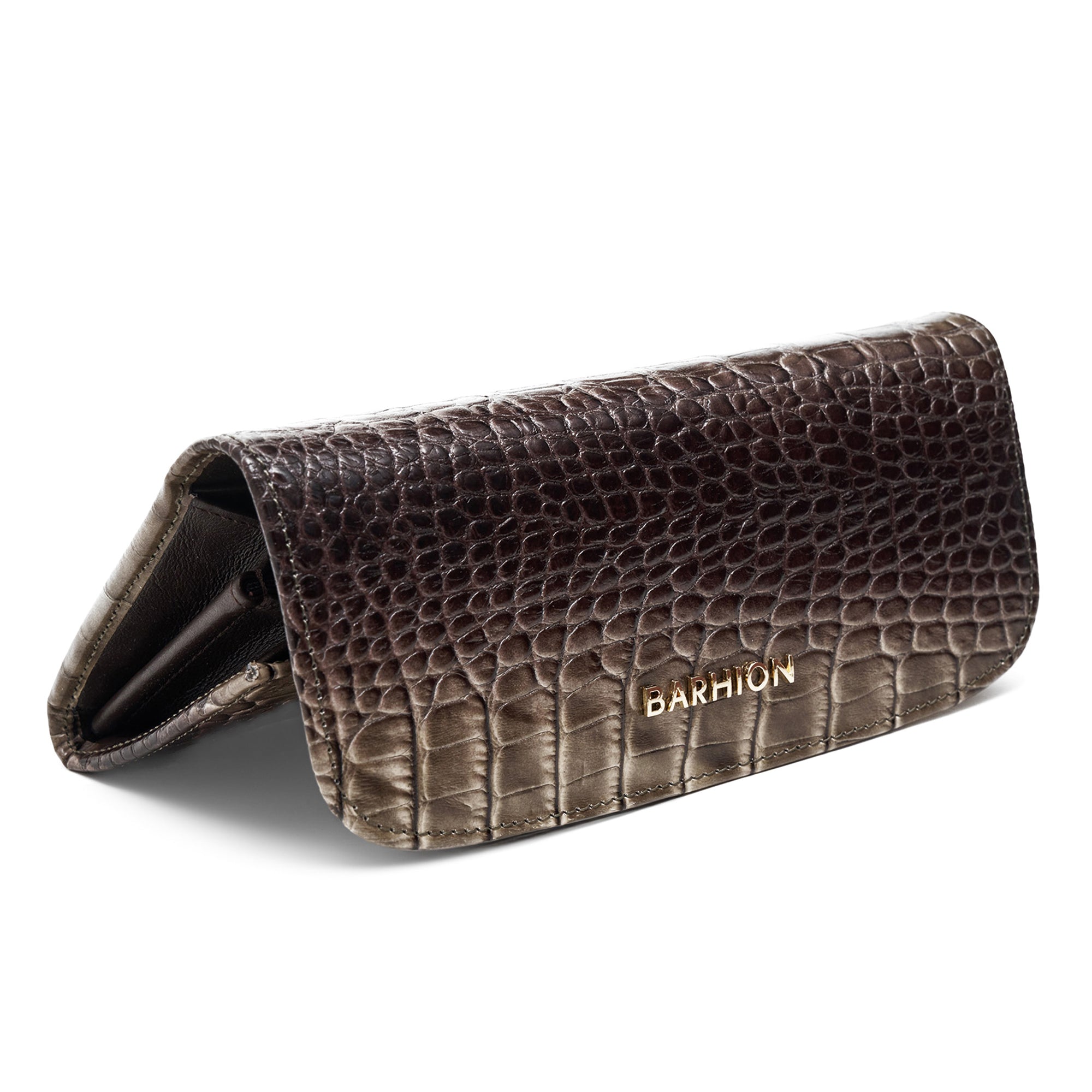 Women's Calf Leather Crocodile Embossed Handmade Wallet W25026 12