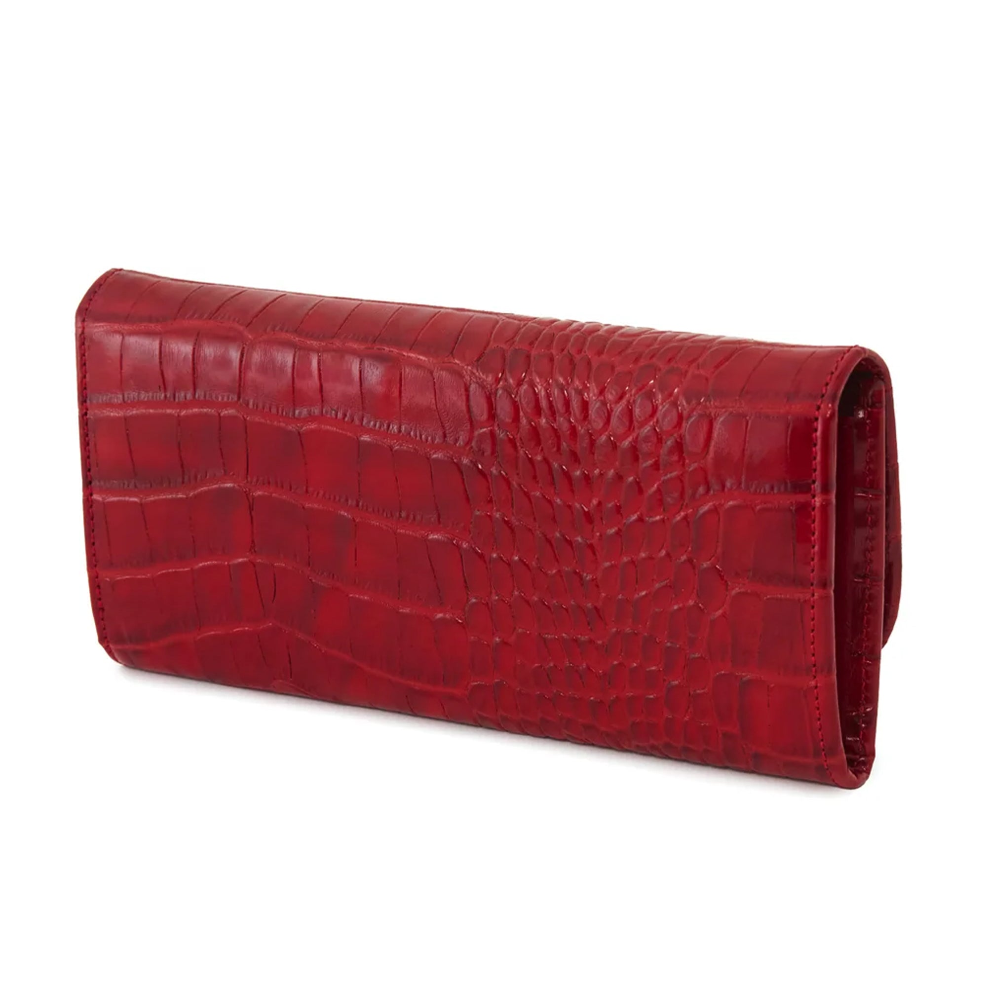 Women's Calf Leather Crocodile Embossed Handmade Wallet W25026 3