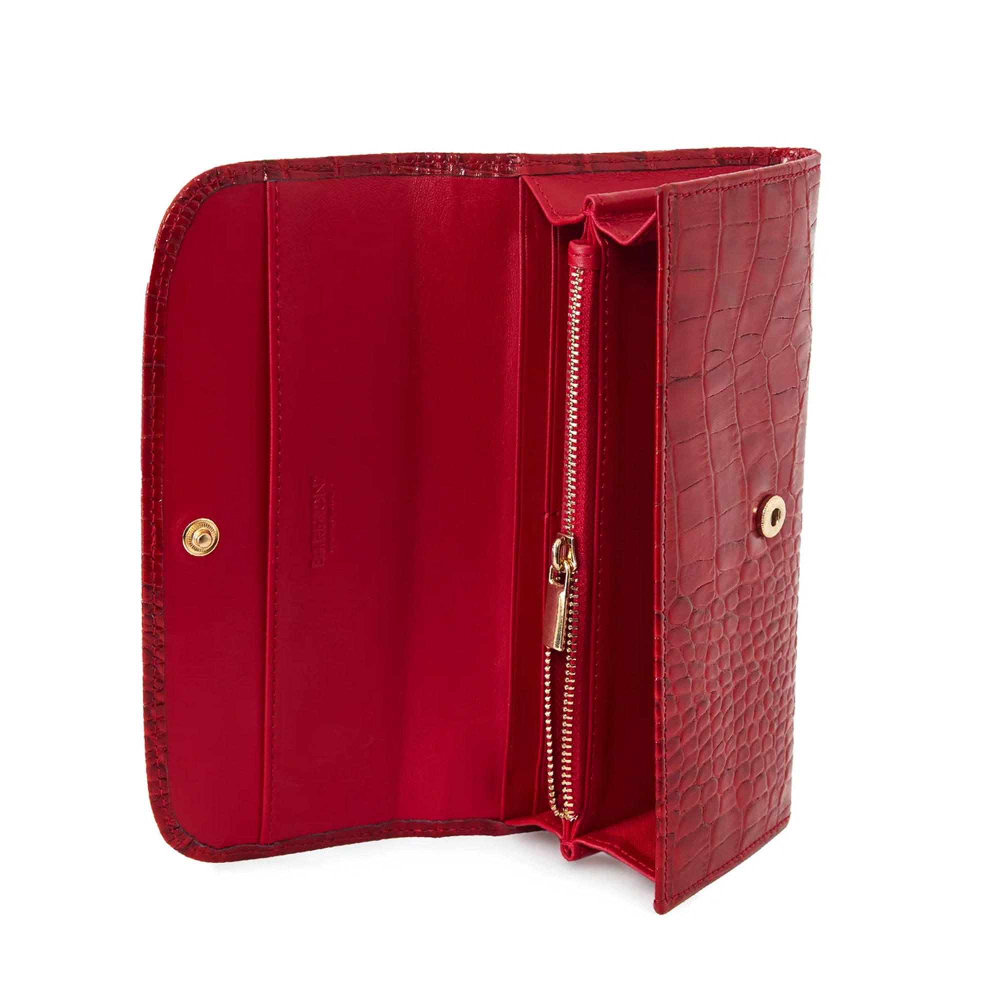 Women's Calf Leather Crocodile Embossed Handmade Wallet W25026 4