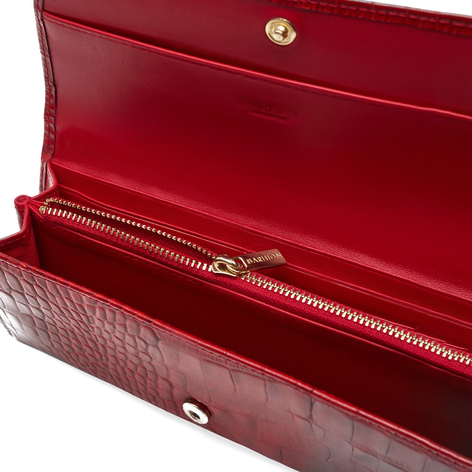 Women's Calf Leather Crocodile Embossed Handmade Wallet W25026 5