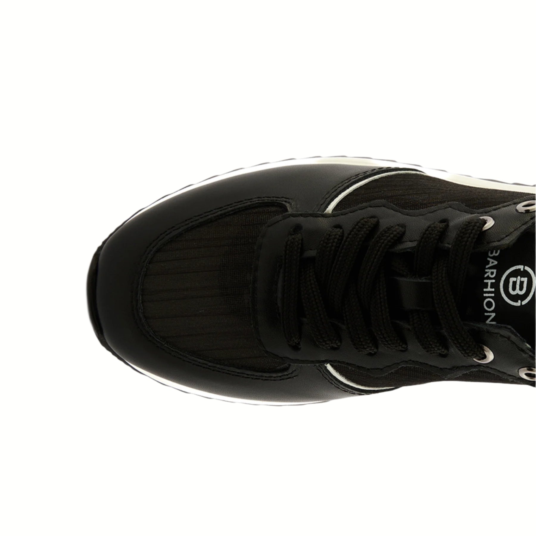 Women’s Black Mesh-Patterned Handmade Calf Leather Sneakers W5036