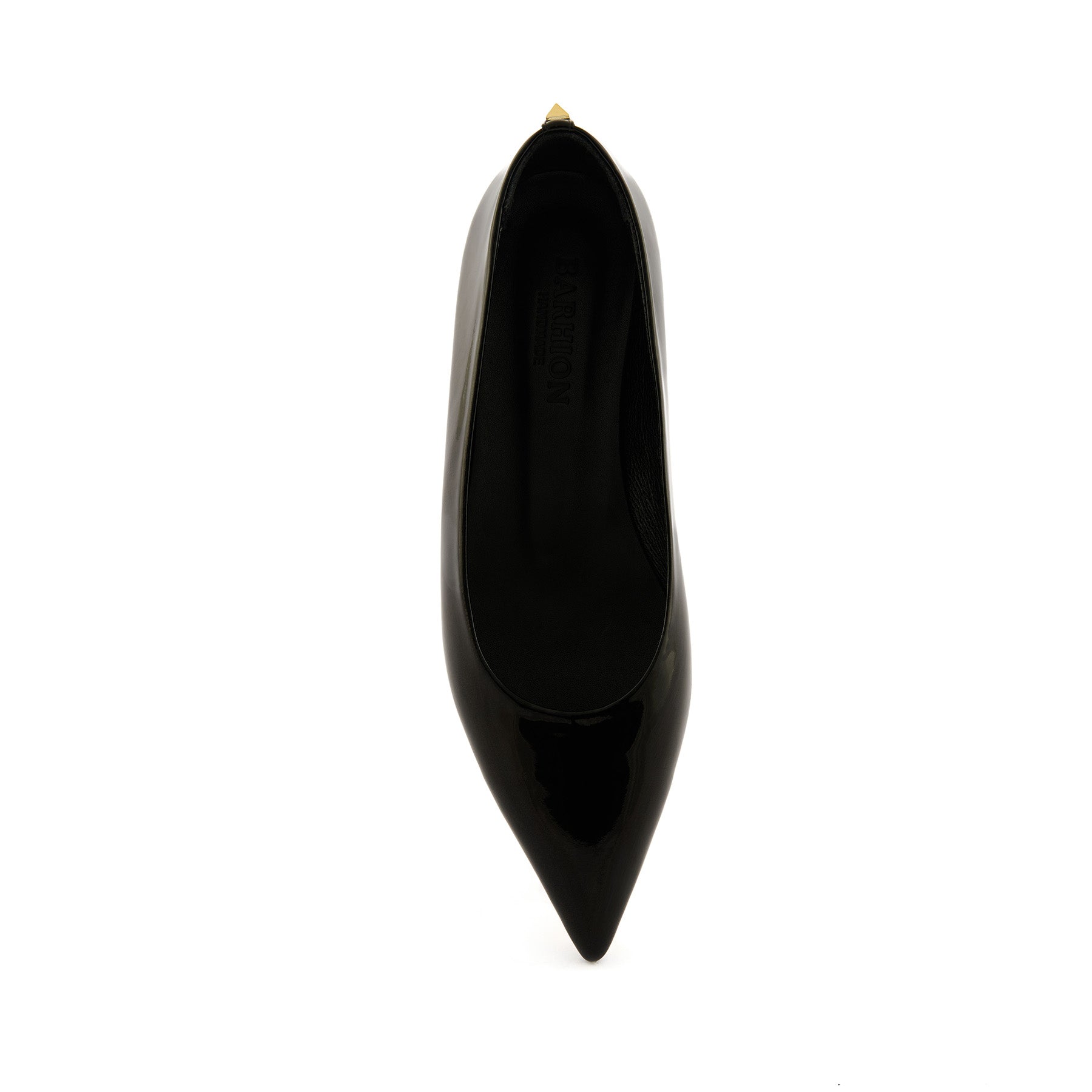 Women’s Black Pointed-Toe Handmade Patent Calf Leather Flats W3014