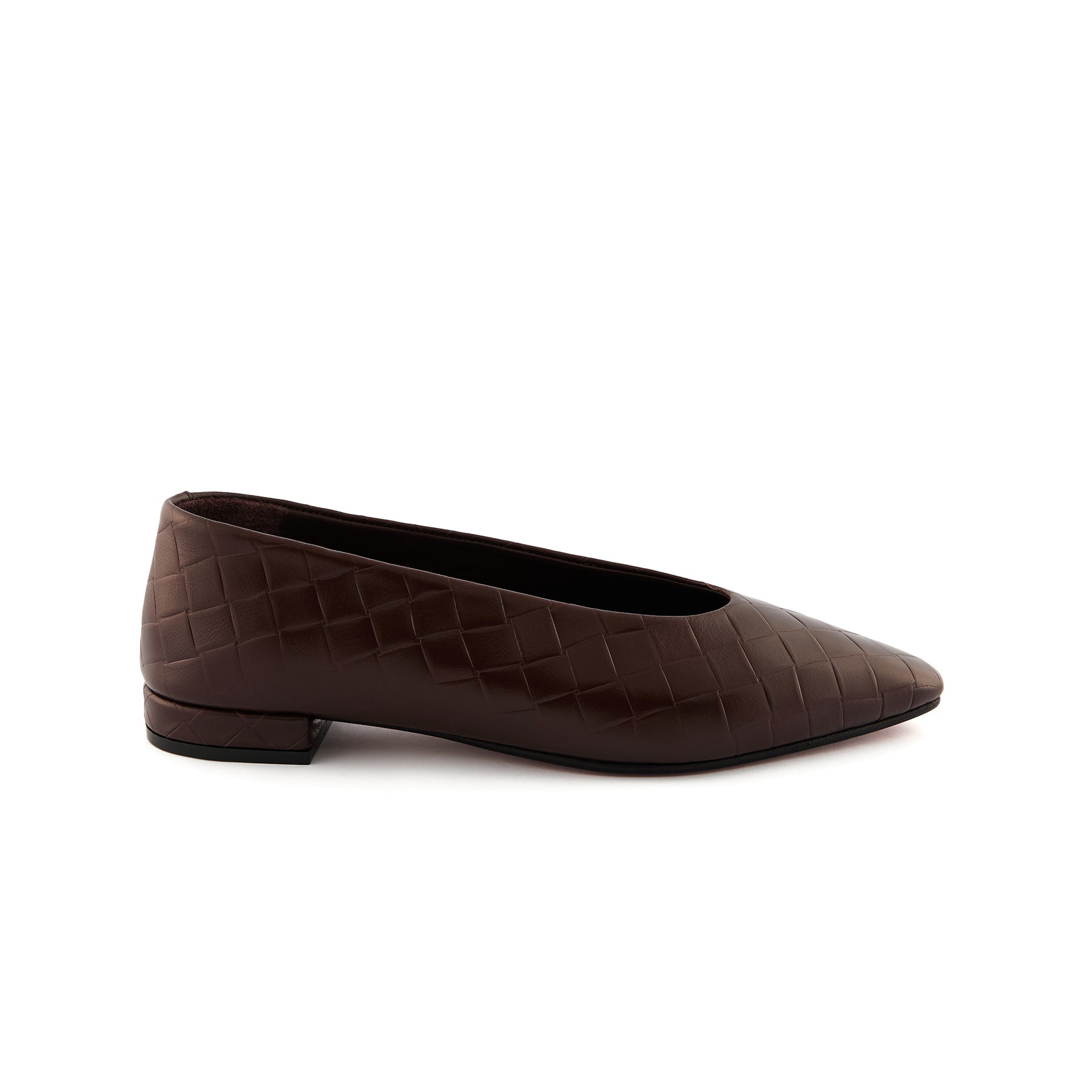 Women’s Brown Round-Toe Handmade Calf Leather Flats W3011