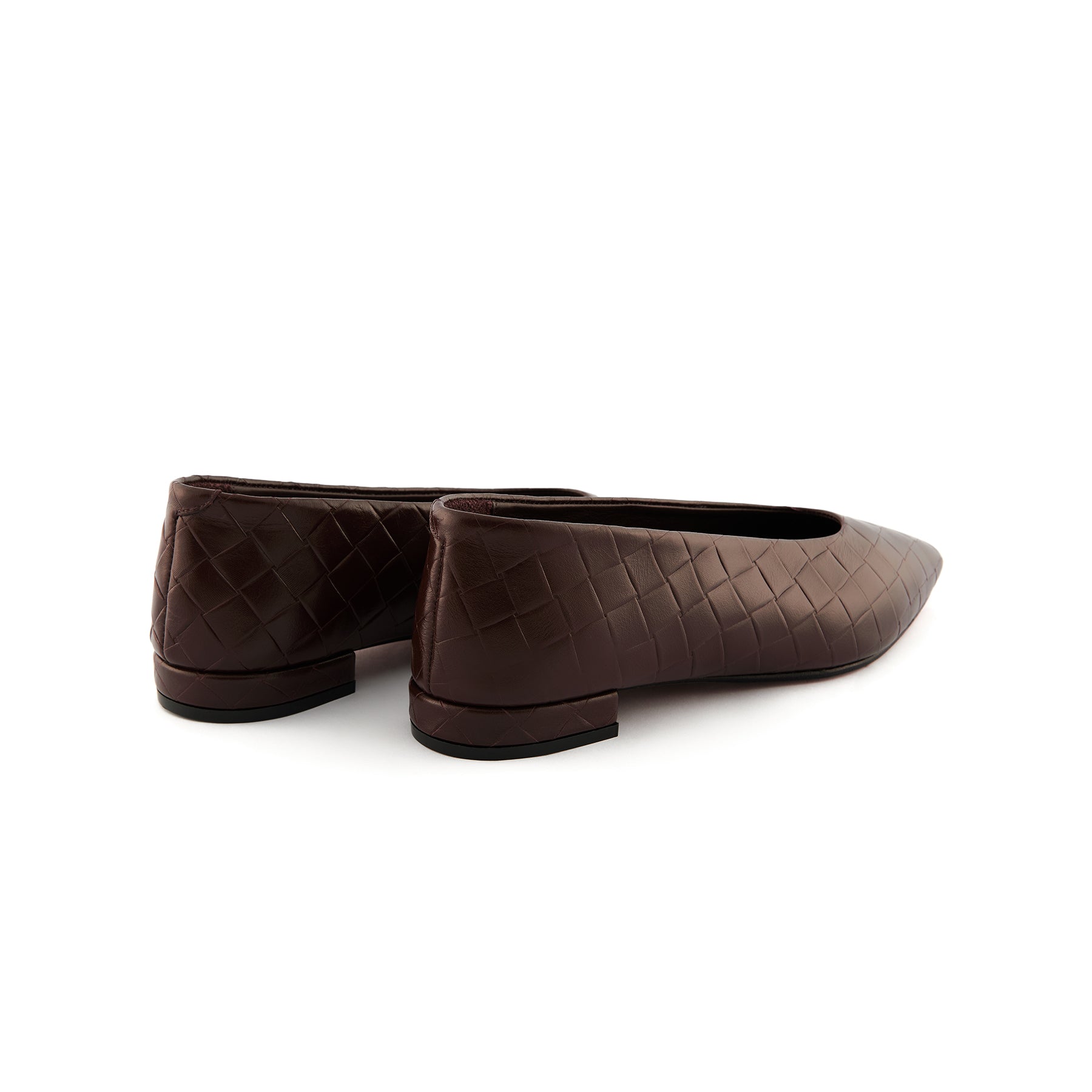 Women’s Brown Round-Toe Handmade Calf Leather Flats W3011