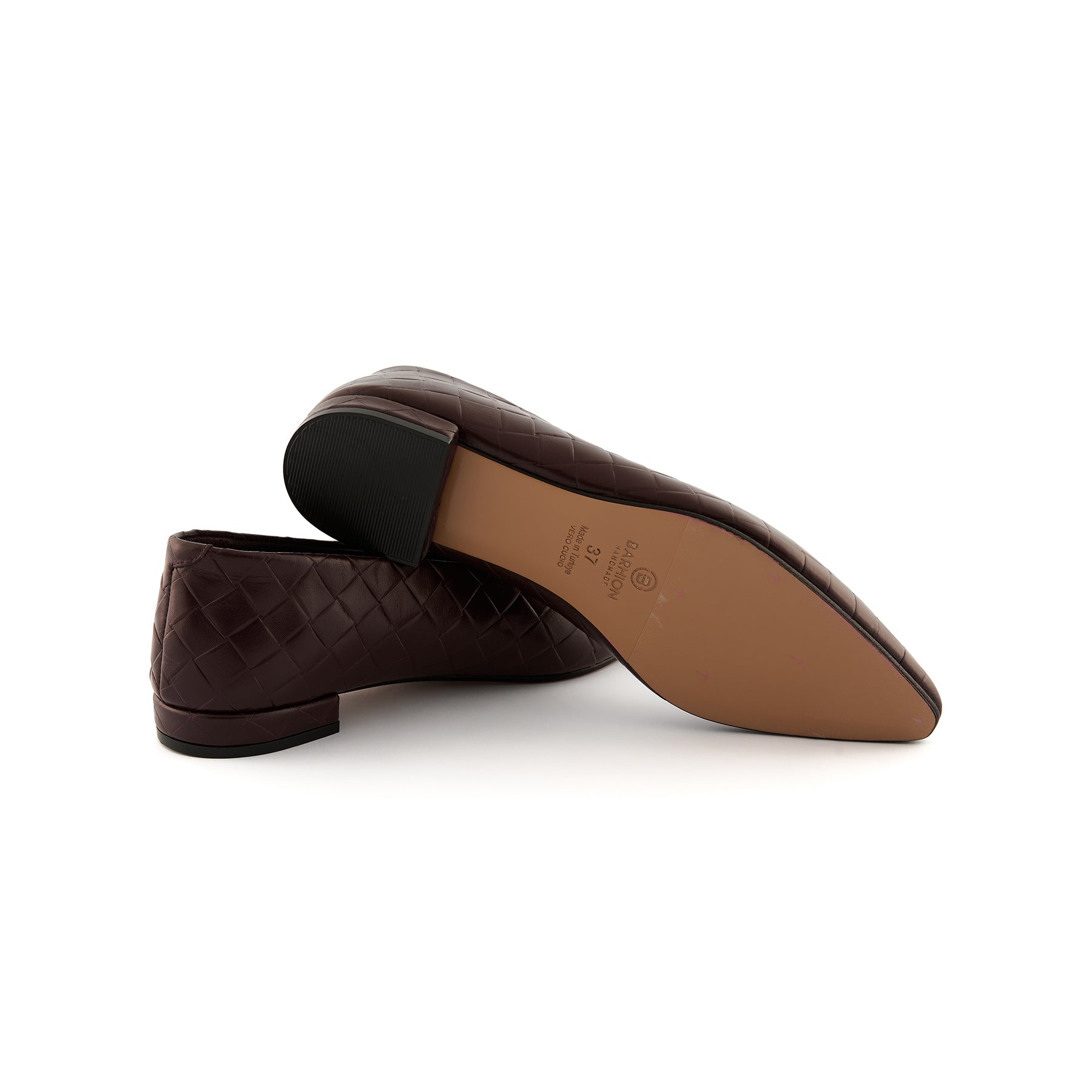 Women’s Brown Round-Toe Handmade Calf Leather Flats W3011