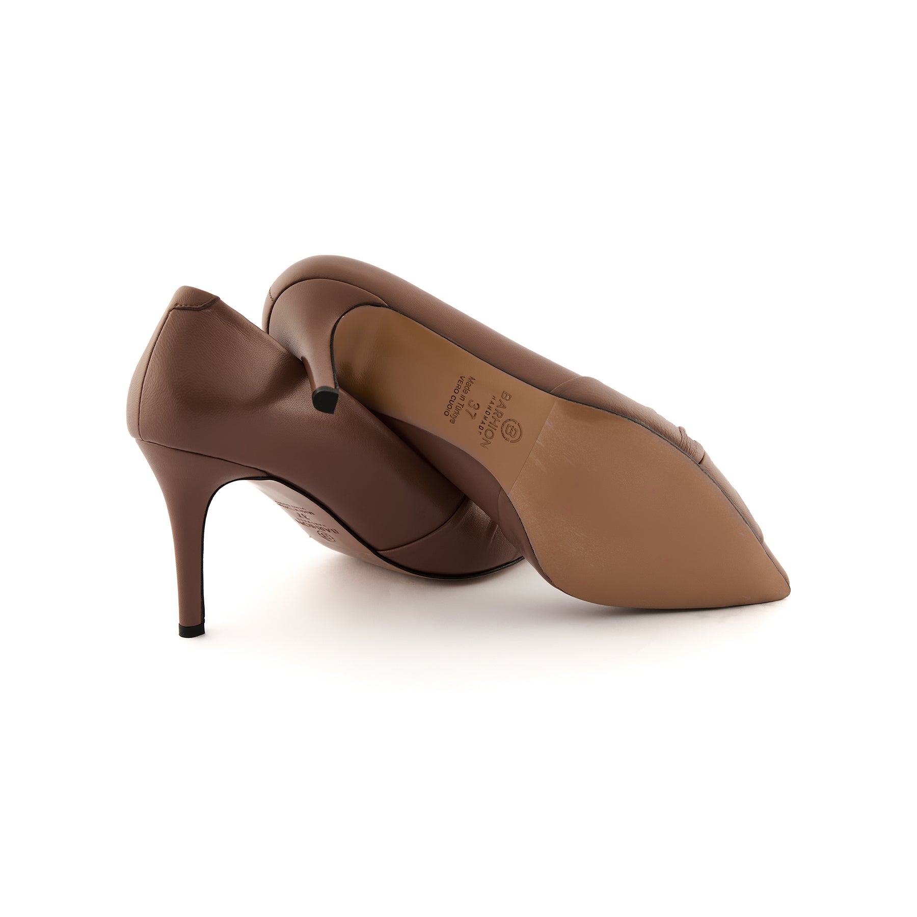 Women’s Tan Pointed-Toe Bowtie Handmade Lambskin Leather Heels W1014