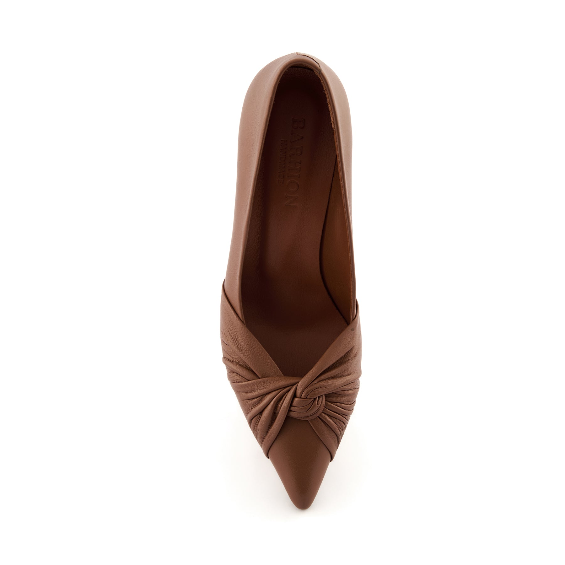 Women’s Tan Pointed-Toe Bowtie Handmade Lambskin Leather Heels W1014
