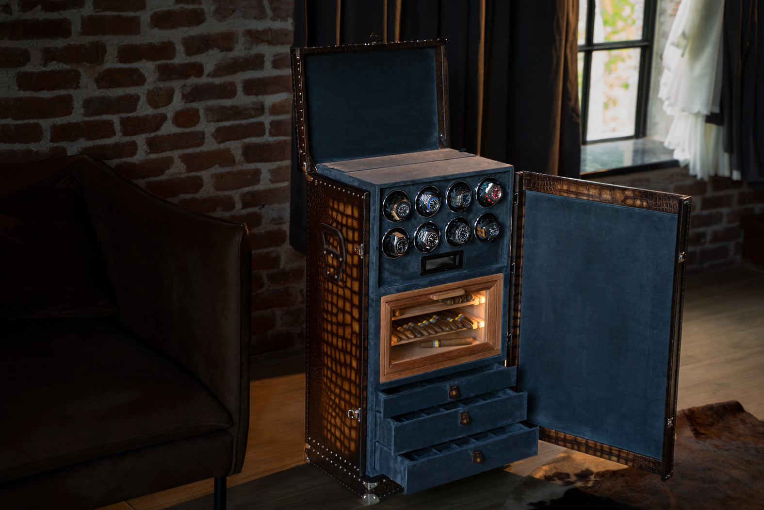 Barhion Watch Winder Trunk - CP Patina Brown