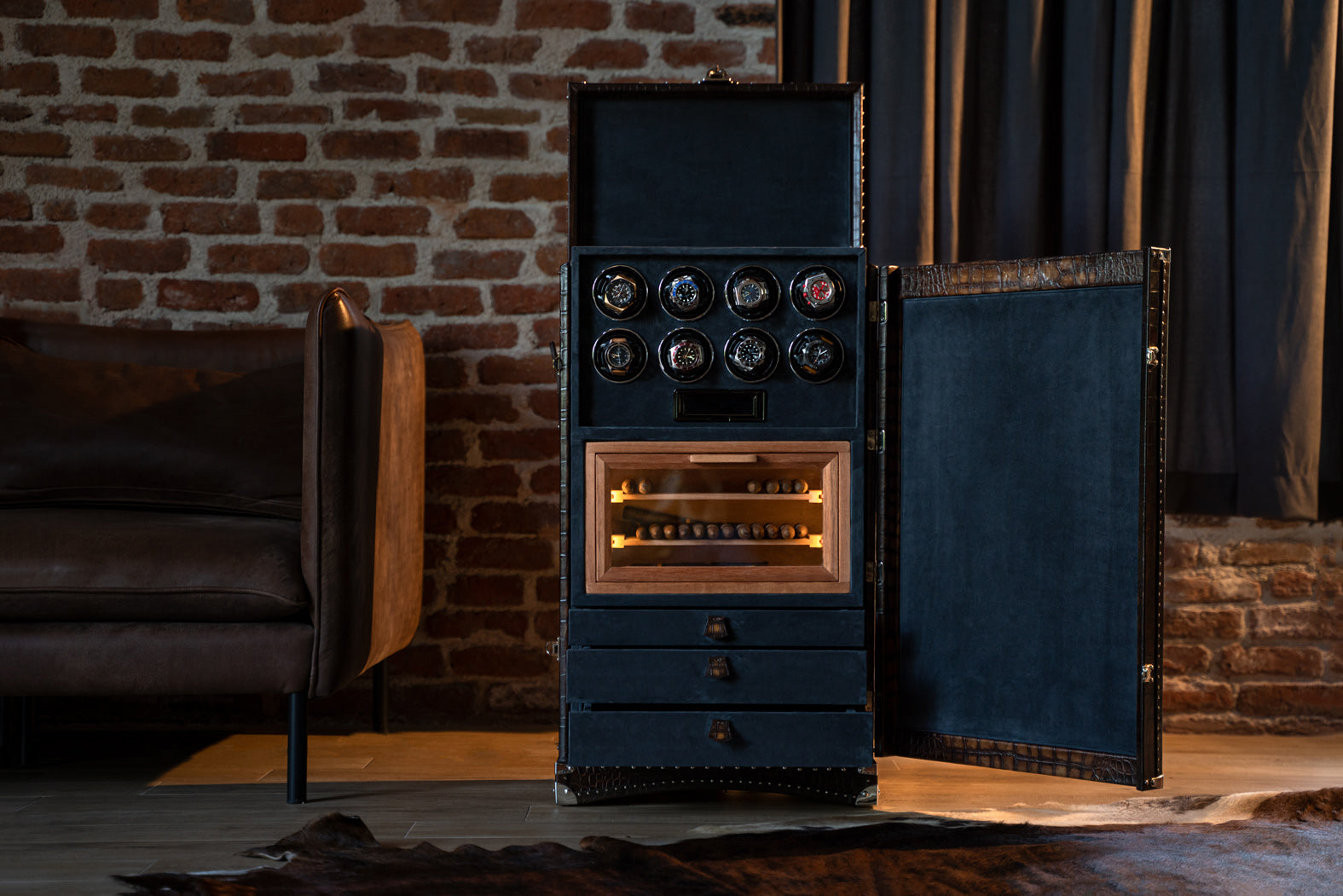 Barhion Watch Winder Trunk - CP Patina Brown