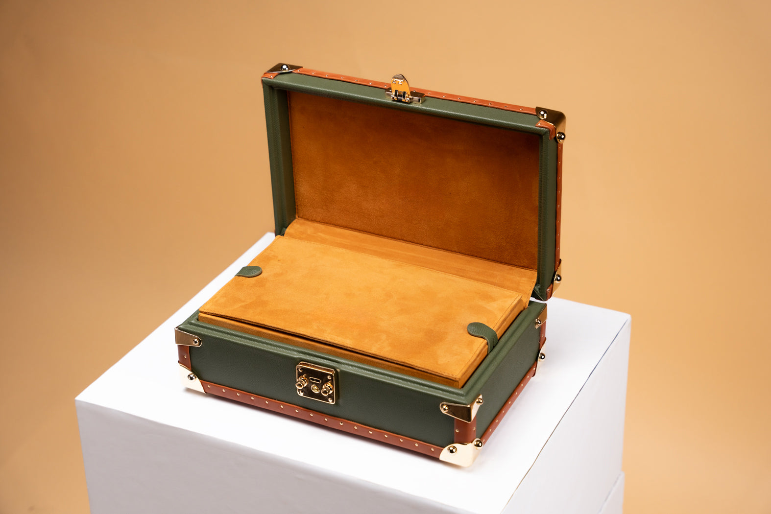 Barhion Petra Watch Case - Saffiano Olive Green For 8 Watches