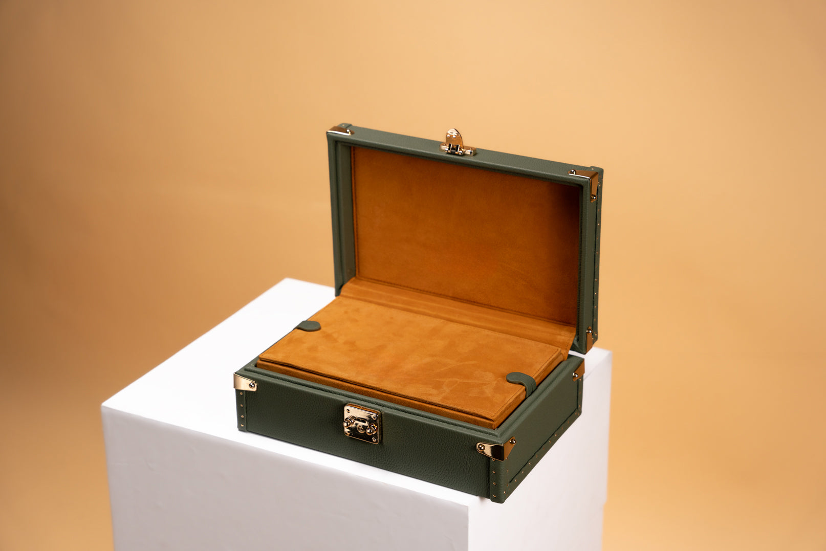 Barhion Petra Watch Case - Togo Khaki Green For 8 Watches