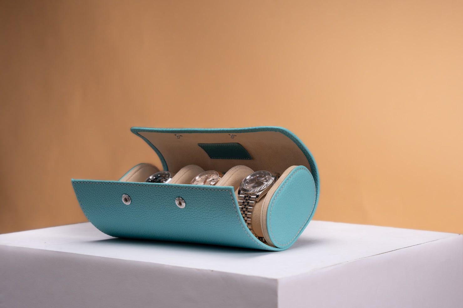 Barhion Galata Togo Tiffany Blue Watch Roll for 3 Watches