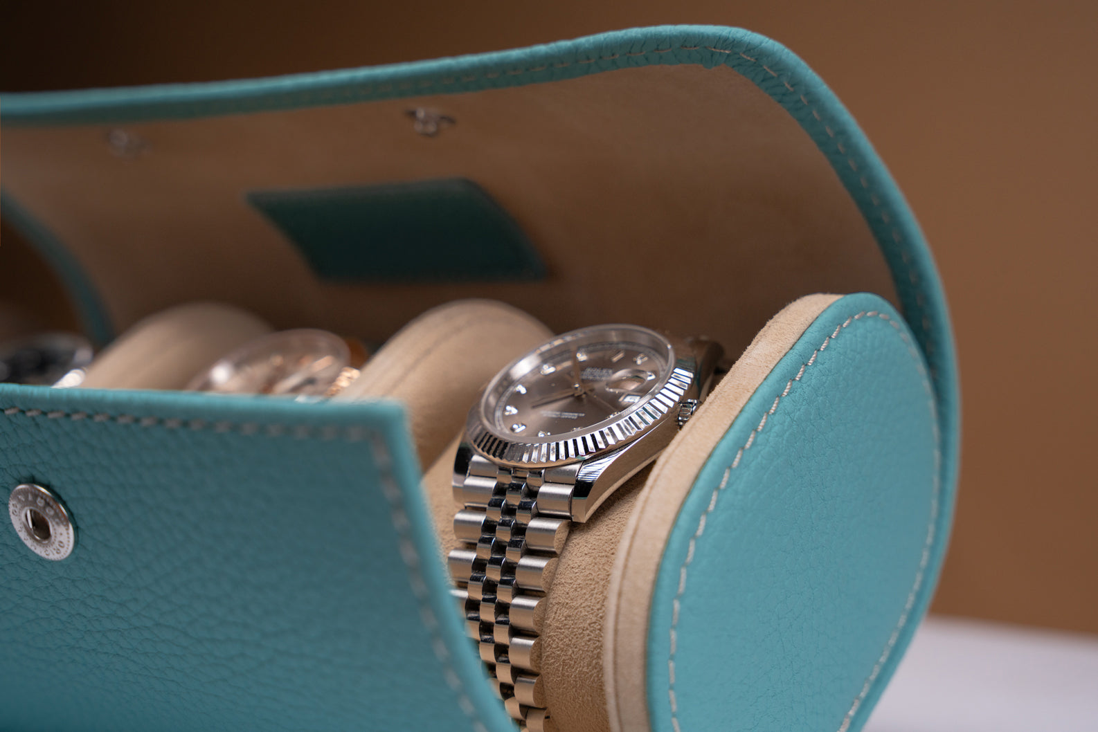 Barhion Galata Togo Tiffany Blue Watch Roll for 3 Watches