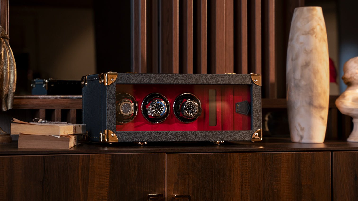Barhion Watch Winder - Togo Dark Blue