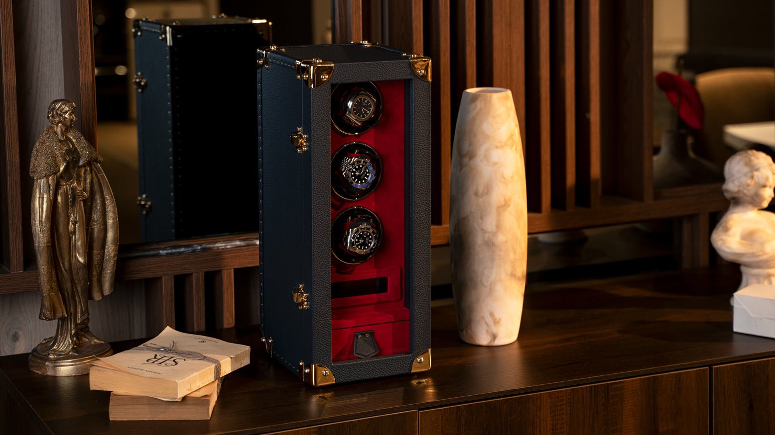 Barhion Watch Winder - Togo Dark Blue