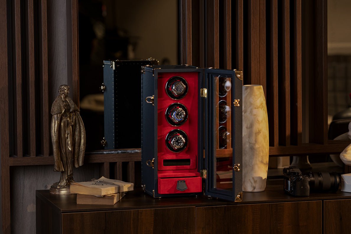 Barhion Watch Winder - Togo Dark Blue