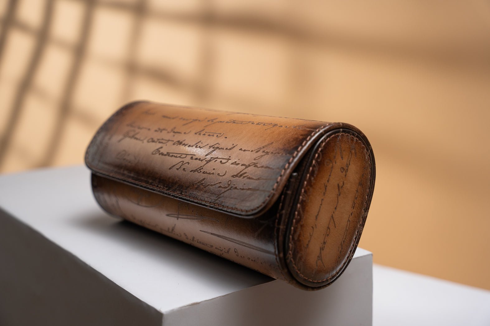 Barhion Galata Parchment Patina Java Brown Watch Roll For 3 Watches