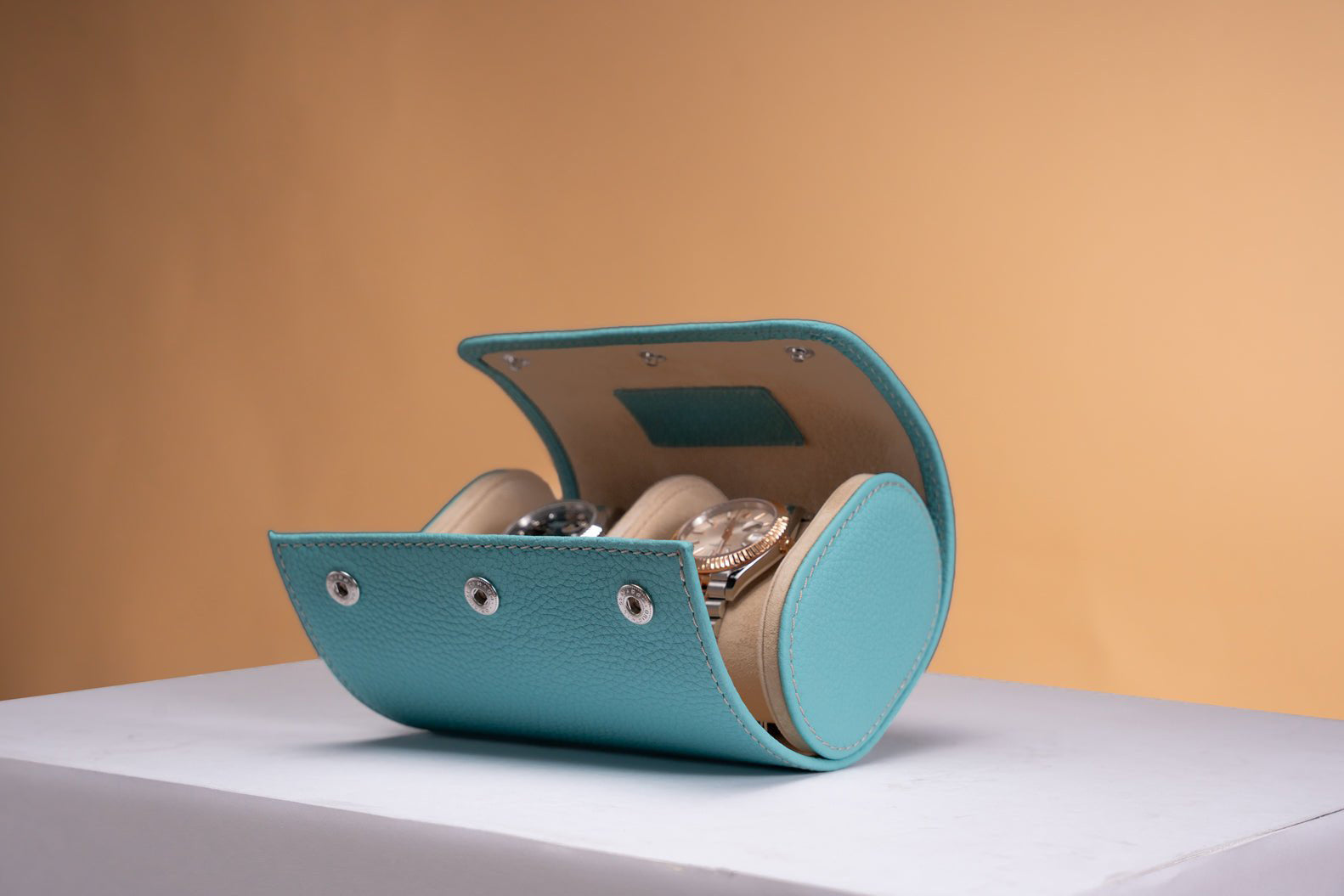 Barhion Galata Togo Tiffany Blue Watch Roll for 3 Watches