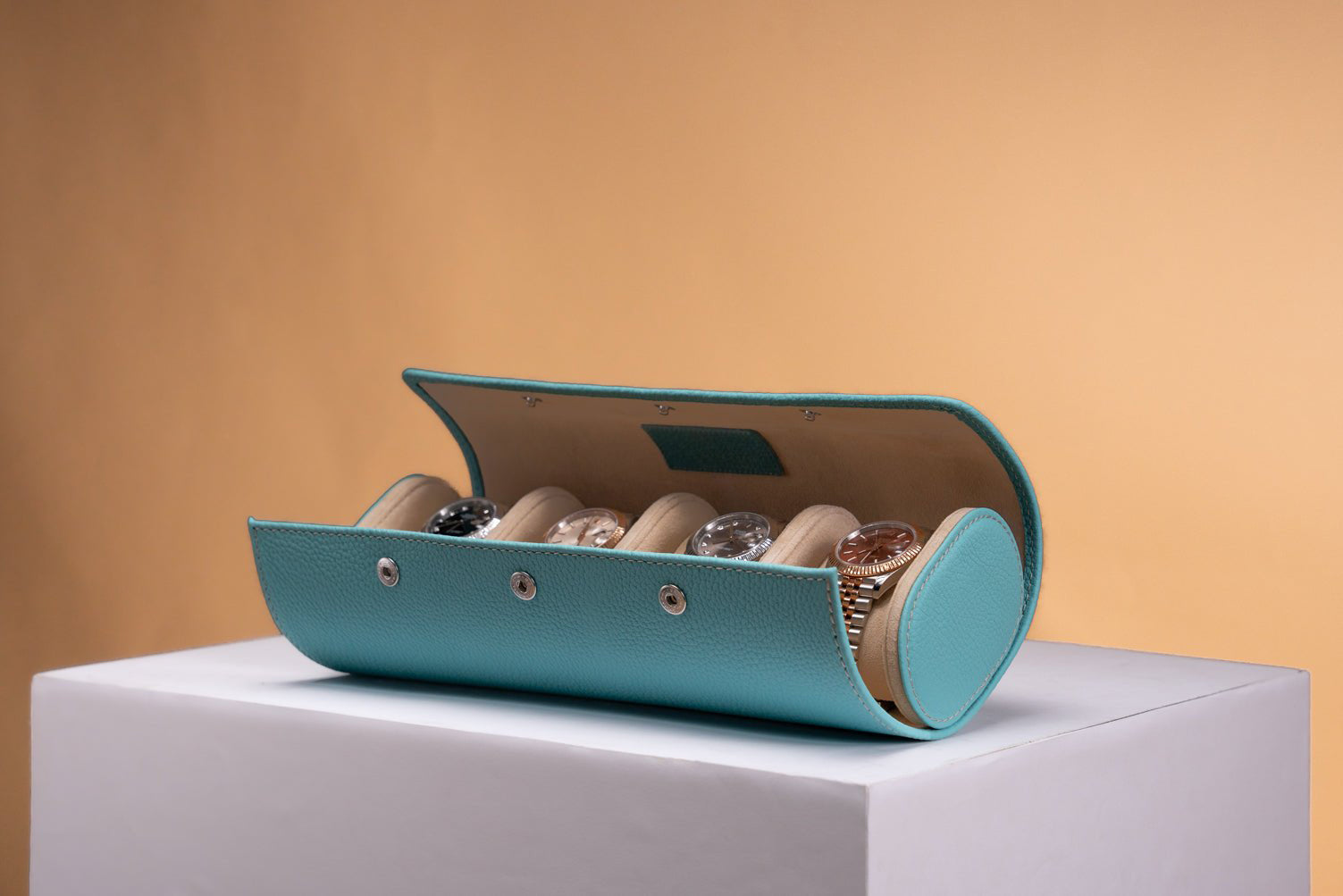 Barhion Galata Togo Tiffany Blue Watch Roll for 3 Watches