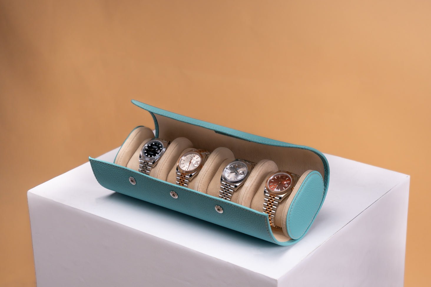 Barhion Galata Togo Tiffany Blue Watch Roll for 3 Watches