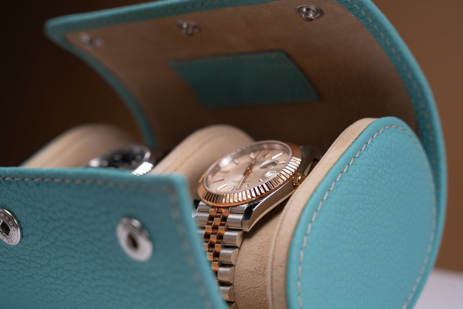 Barhion Galata Togo Tiffany Blue Watch Roll for 3 Watches