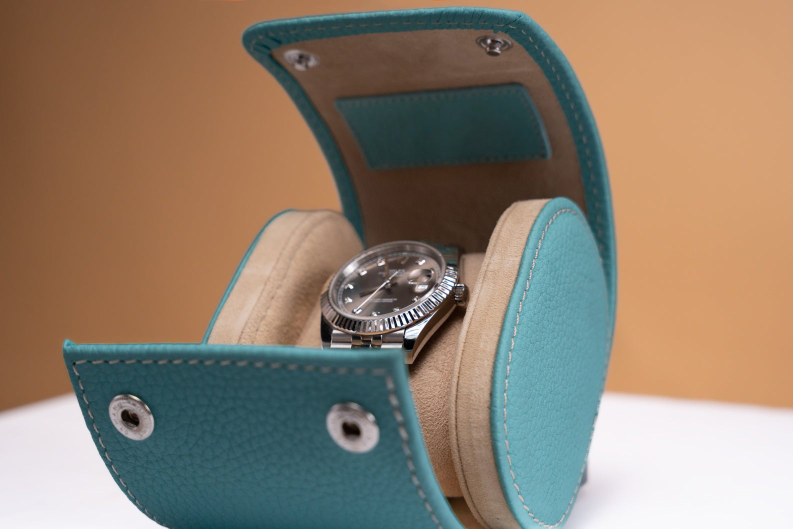 Barhion Galata Togo Tiffany Blue Watch Roll for 3 Watches