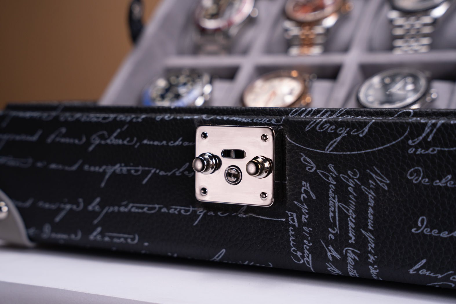 Barhion Maya Watch Case - Togo Parchment Dark Blue For 8 Watches