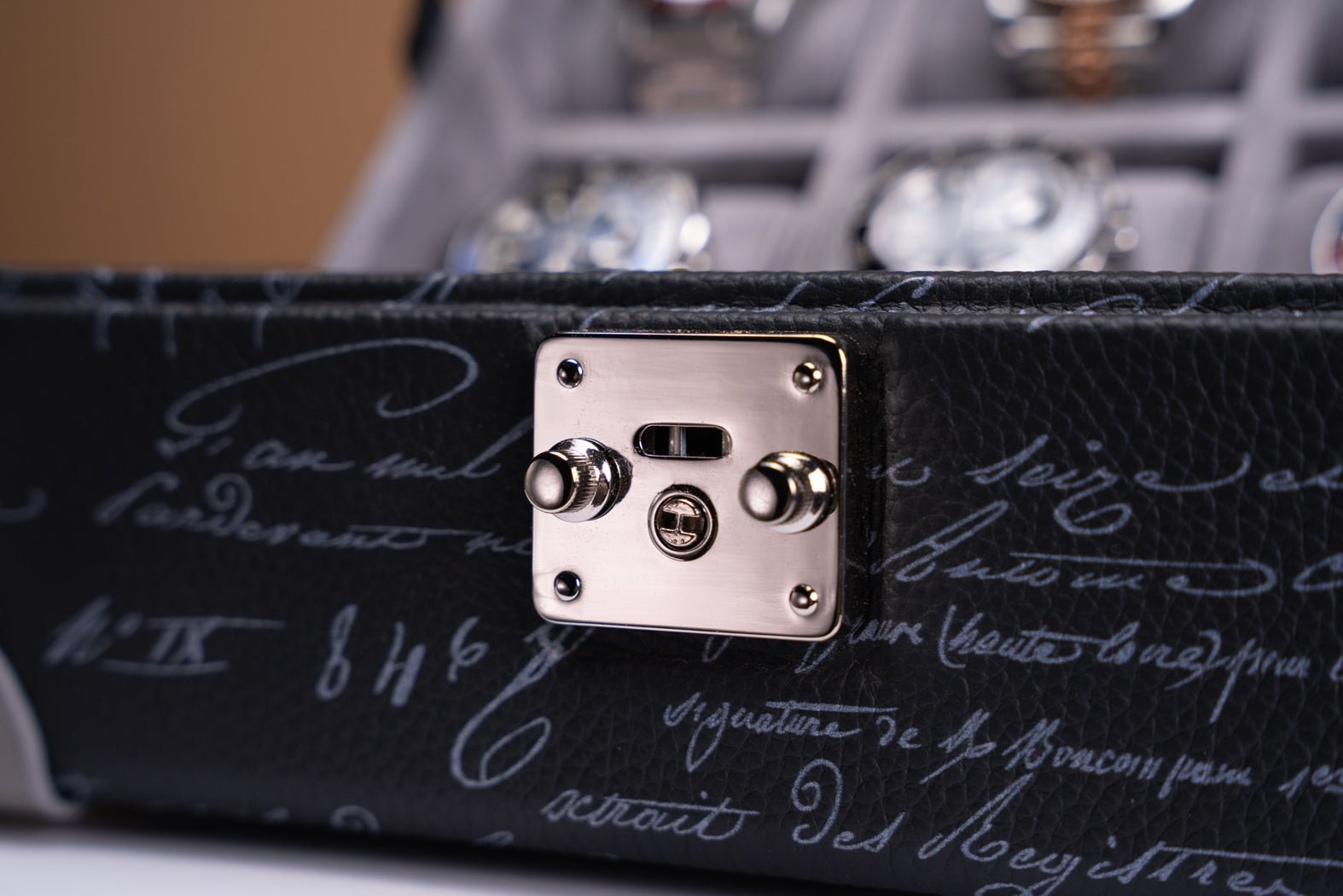 Barhion Maya Watch Case - Togo Parchment Dark Blue For 8 Watches