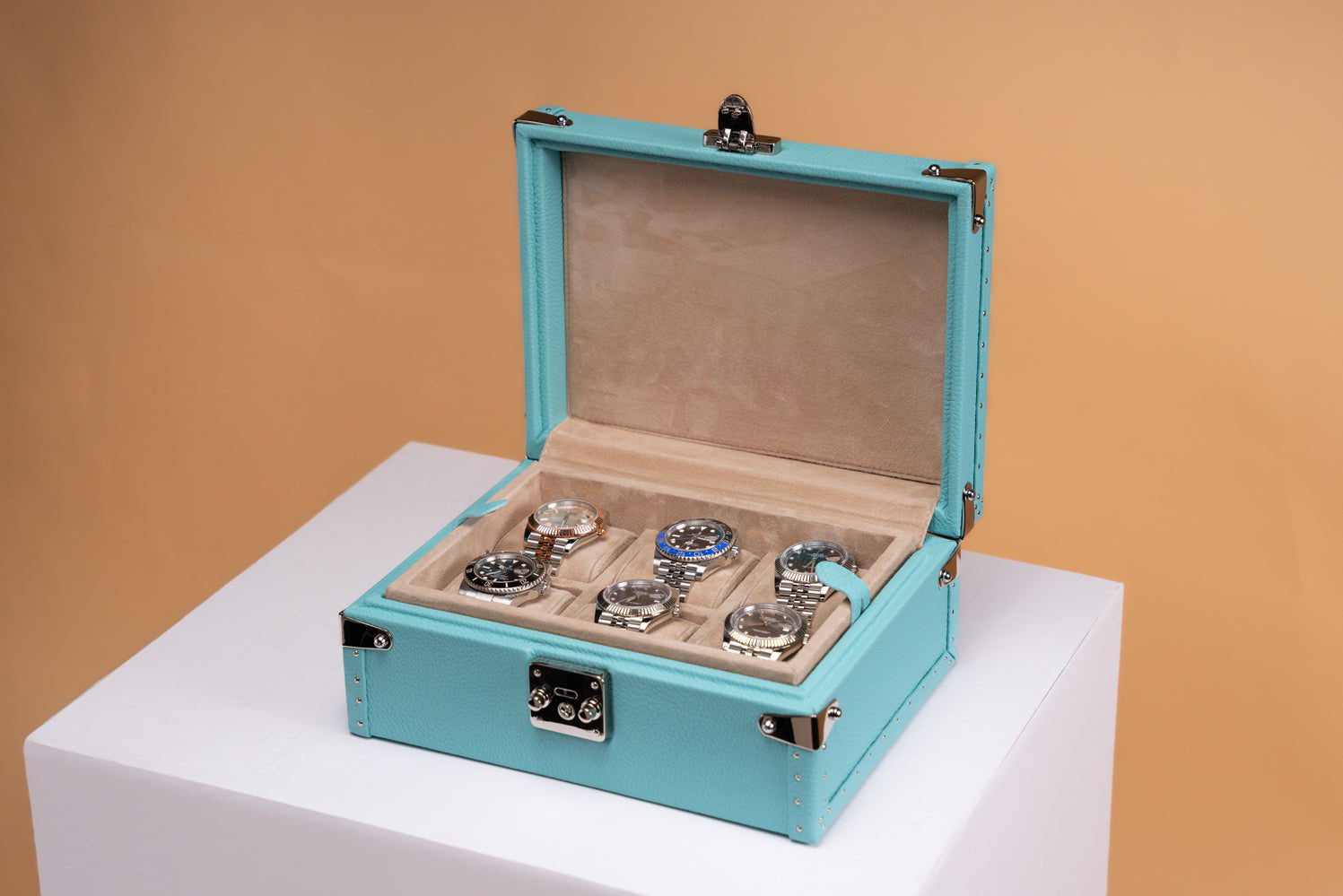 Barhion Petra Watch Case - Togo Tiffany Blue For 8 Watches