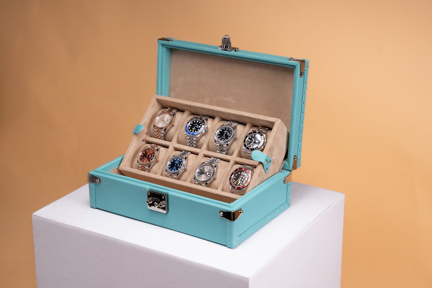 Barhion Petra Watch Case - Togo Tiffany Blue For 8 Watches