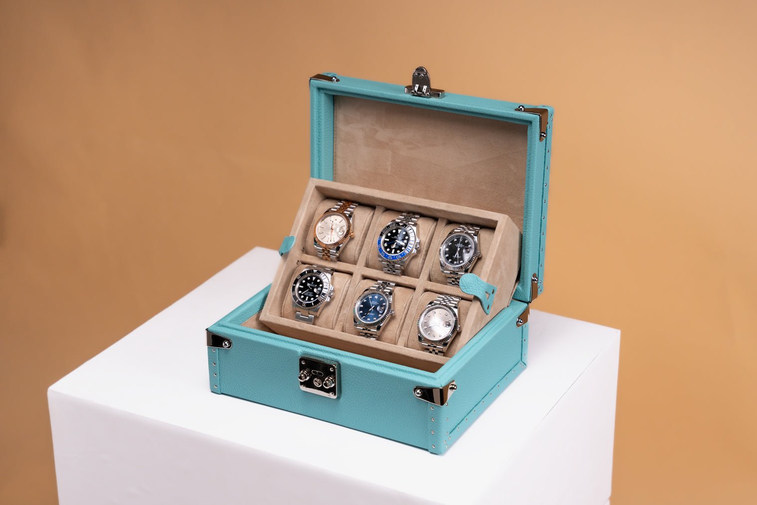 Barhion Petra Watch Case - Togo Tiffany Blue For 8 Watches