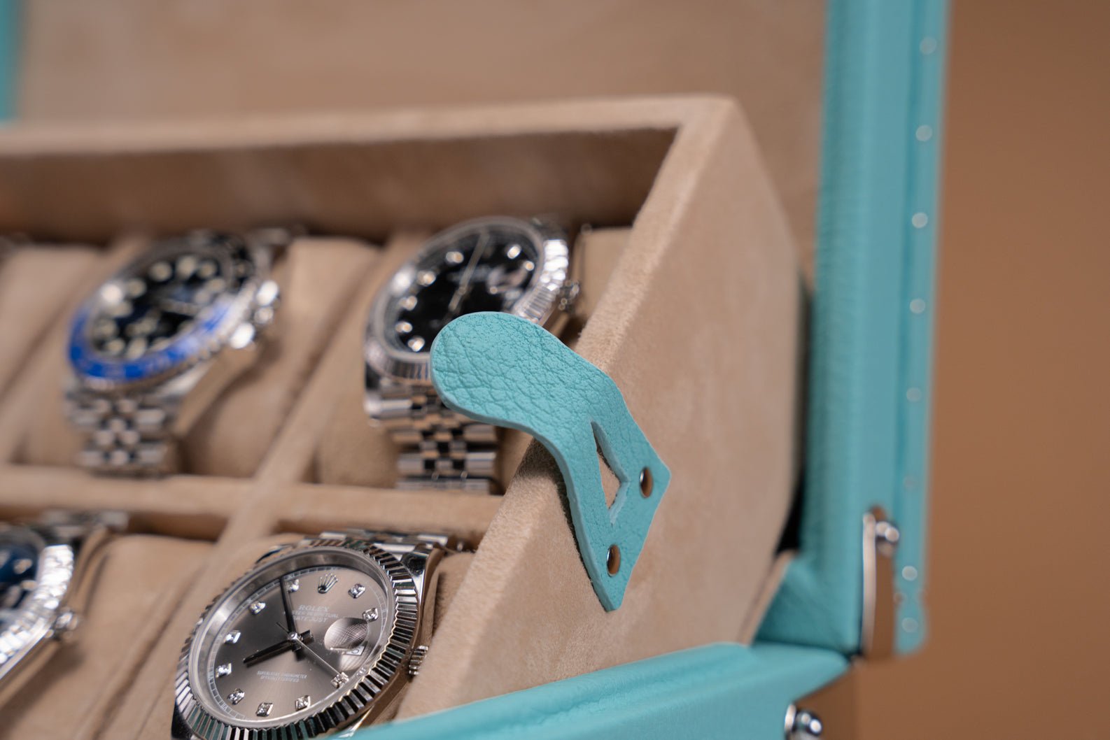 Barhion Petra Watch Case - Togo Tiffany Blue For 8 Watches