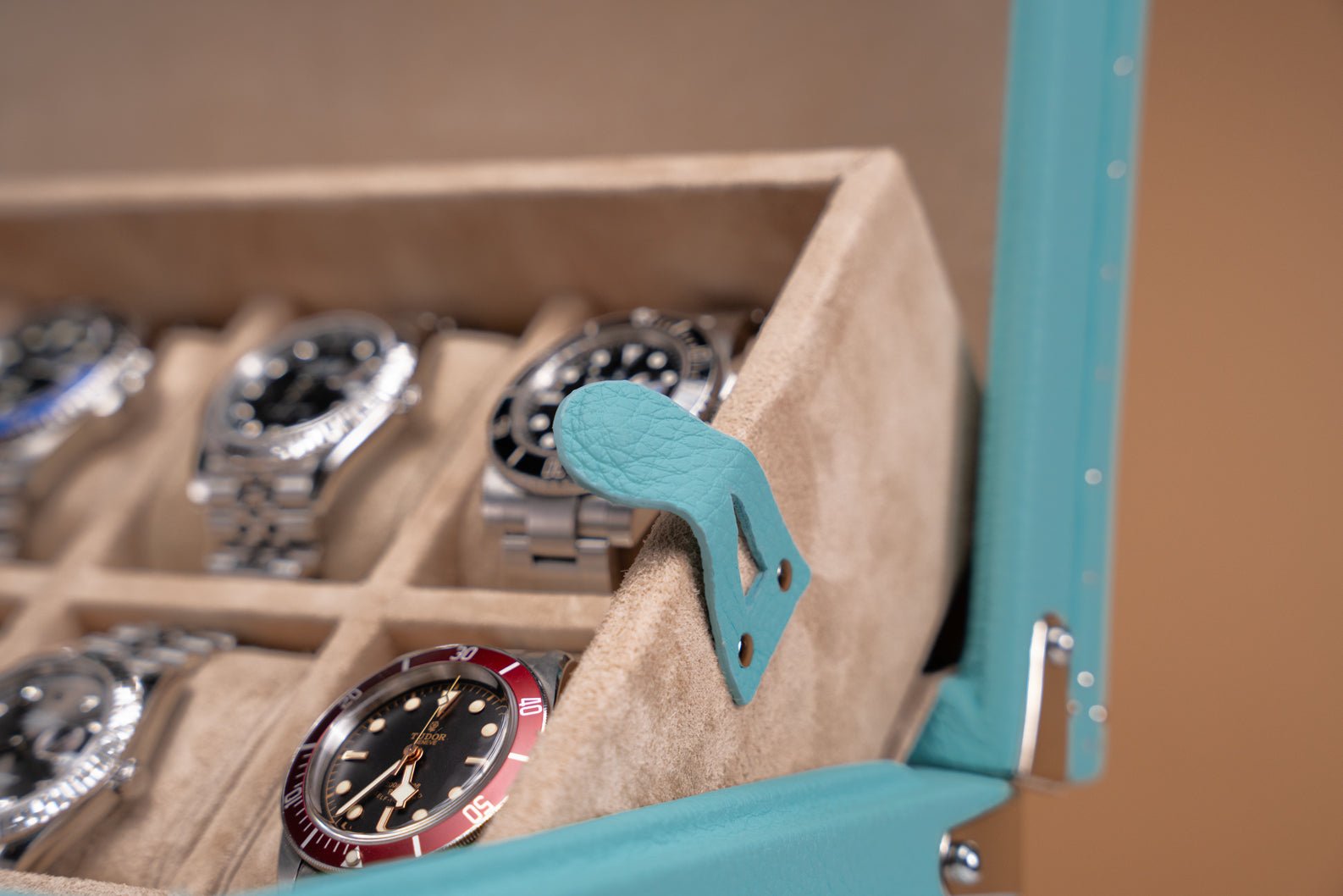 Barhion Petra Watch Case - Togo Tiffany Blue For 8 Watches