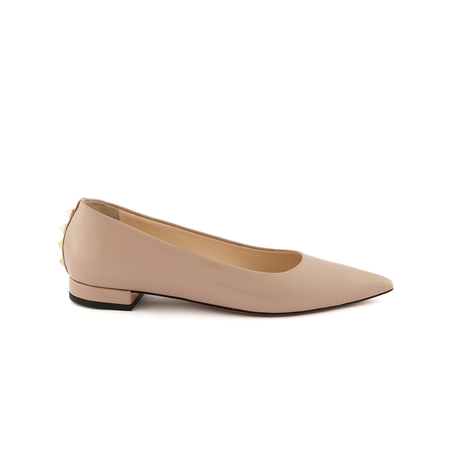 Women’s Powder Pointed-Toe Handmade Patent Calf Leather Flats W3014
