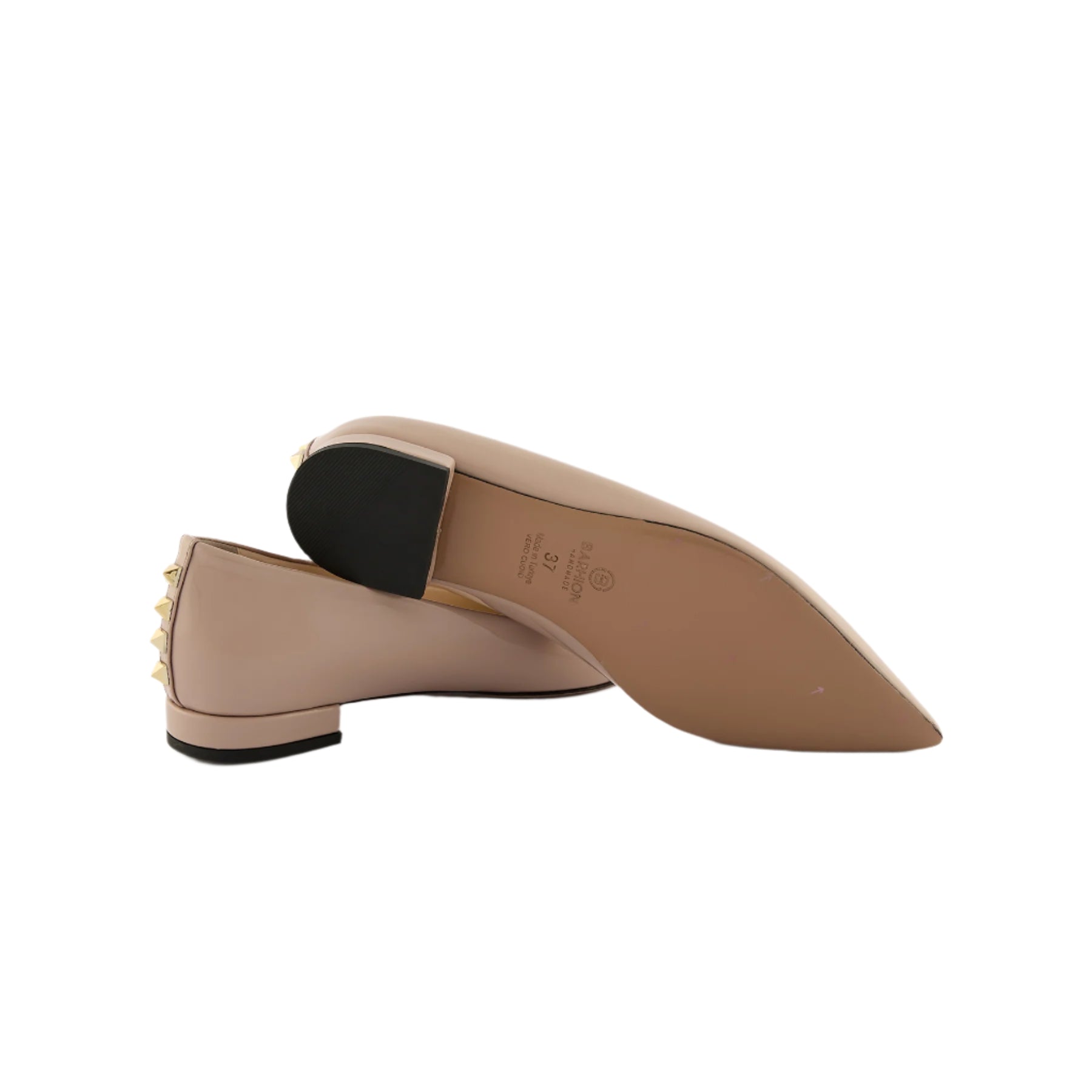 Women’s Powder Pointed-Toe Handmade Patent Calf Leather Flats W3014