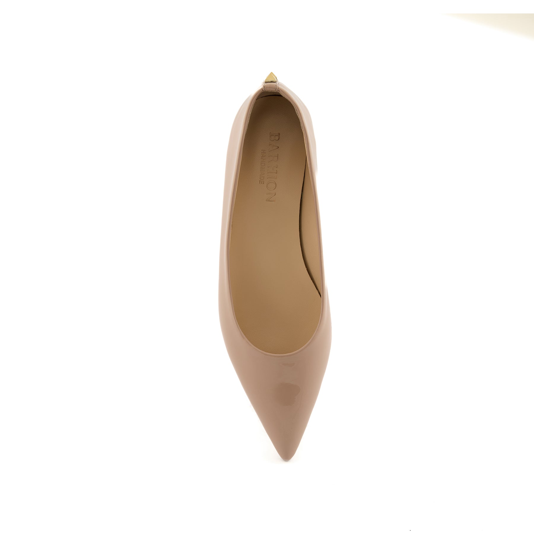 Women’s Powder Pointed-Toe Handmade Patent Calf Leather Flats W3014