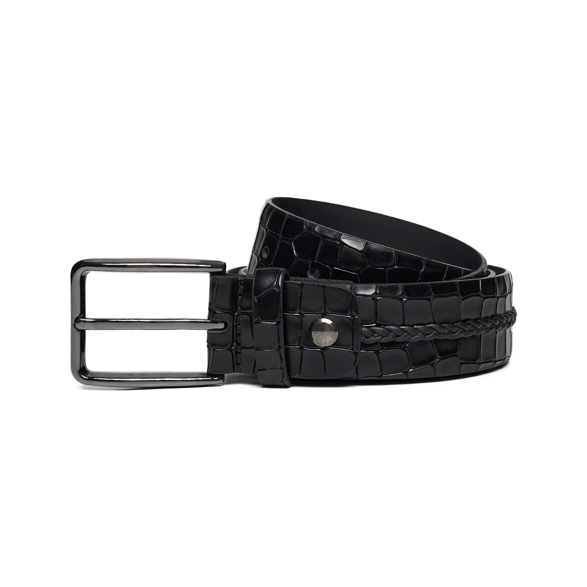 Men's Crocodile Embossed Calf Leather Handmade Belt M105 1