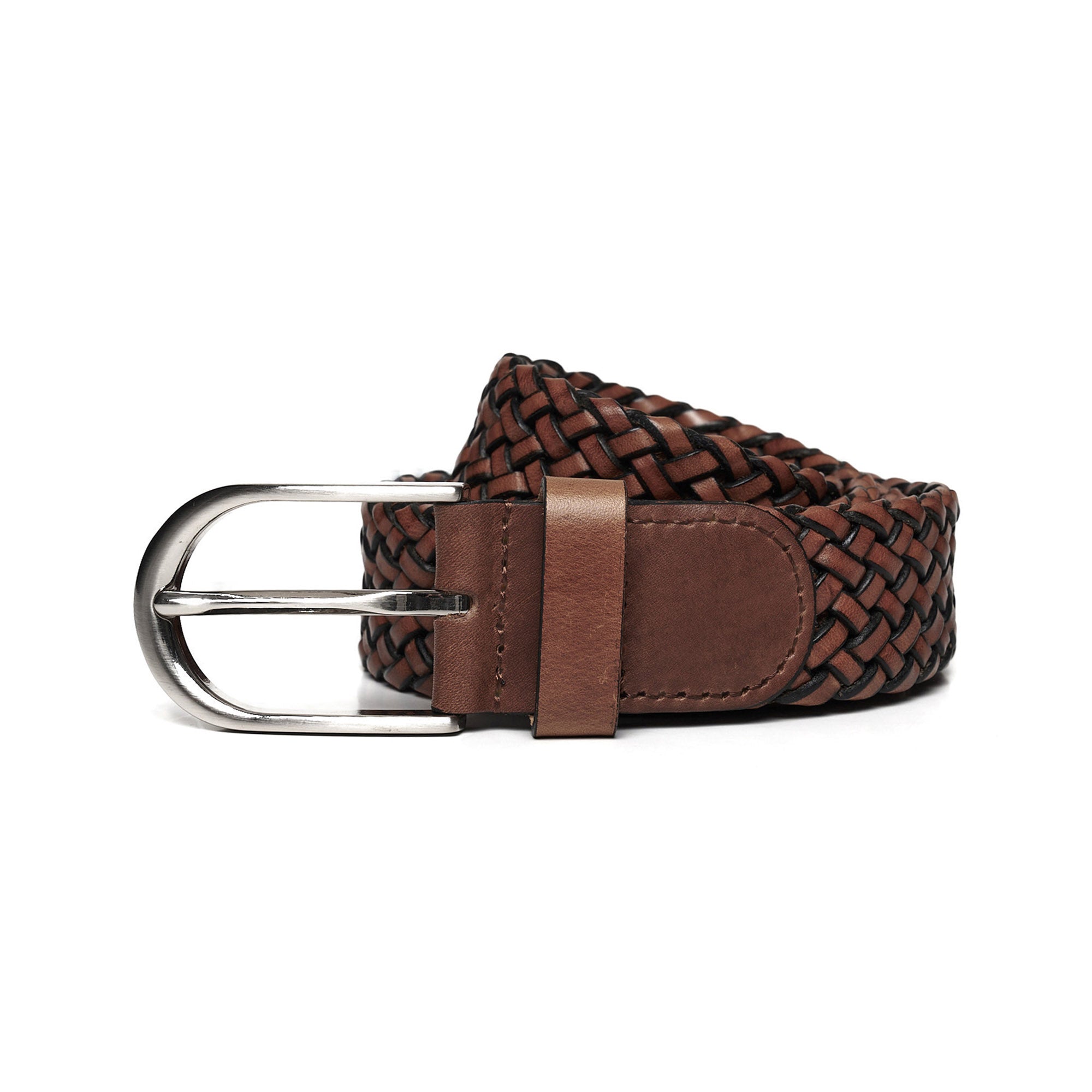 Men's Double-Sided Braided Calf Leather Handmade Belt M108 1