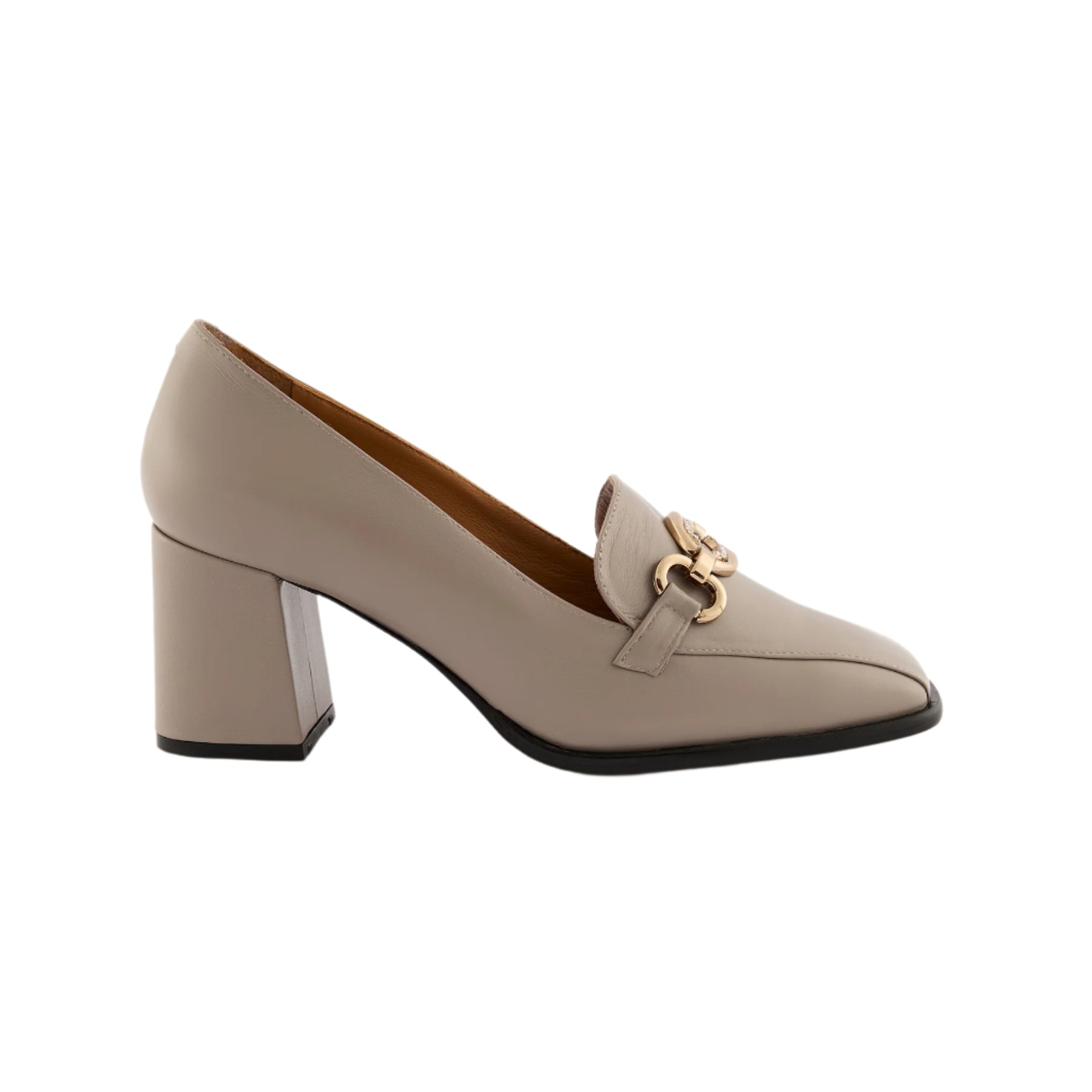 Women’s Mink Square-Toe Buckle Handmade Calf Leather Block Heels W6011