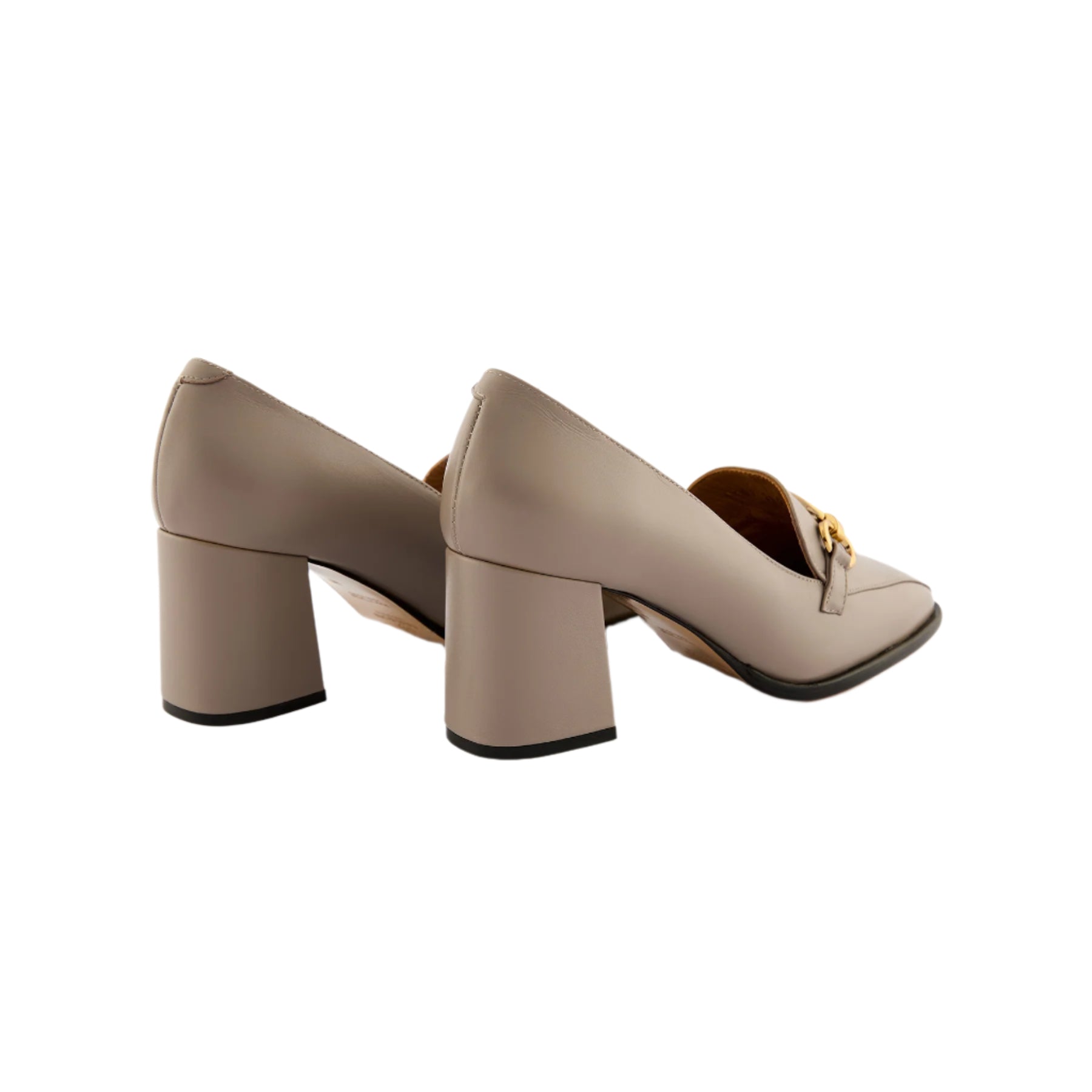 Women’s Mink Square-Toe Buckle Handmade Calf Leather Block Heels W6011