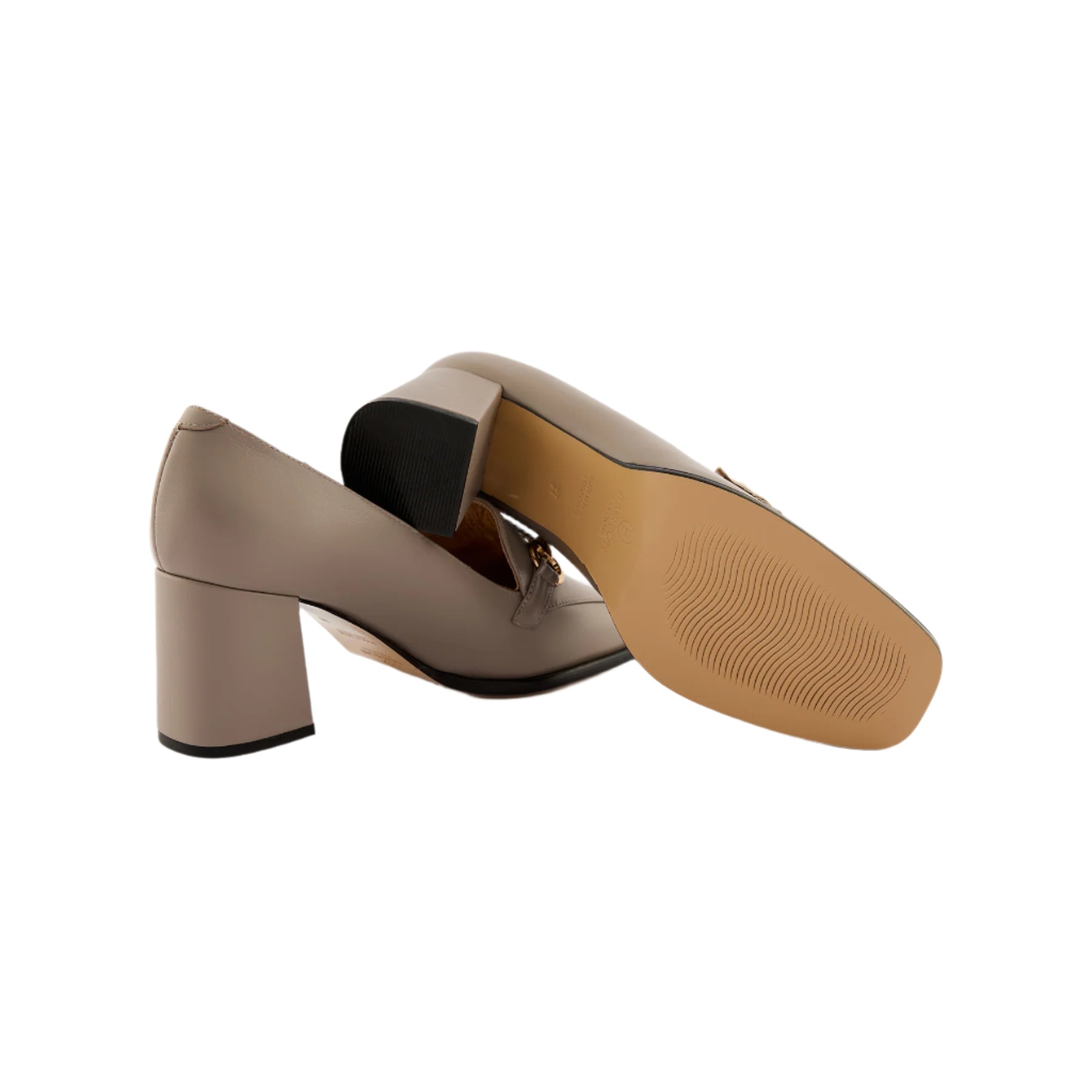 Women’s Mink Square-Toe Buckle Handmade Calf Leather Block Heels W6011