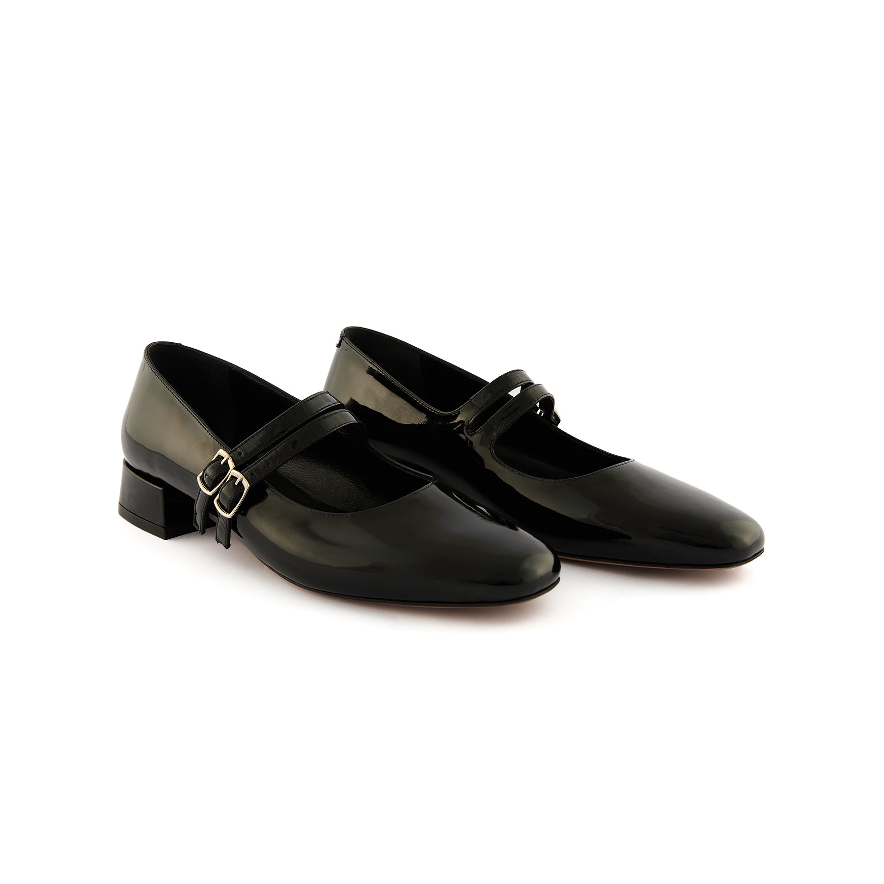 Women’s Black Square-Toe Handmade Patent Calf Leather Dance Shoes W3015