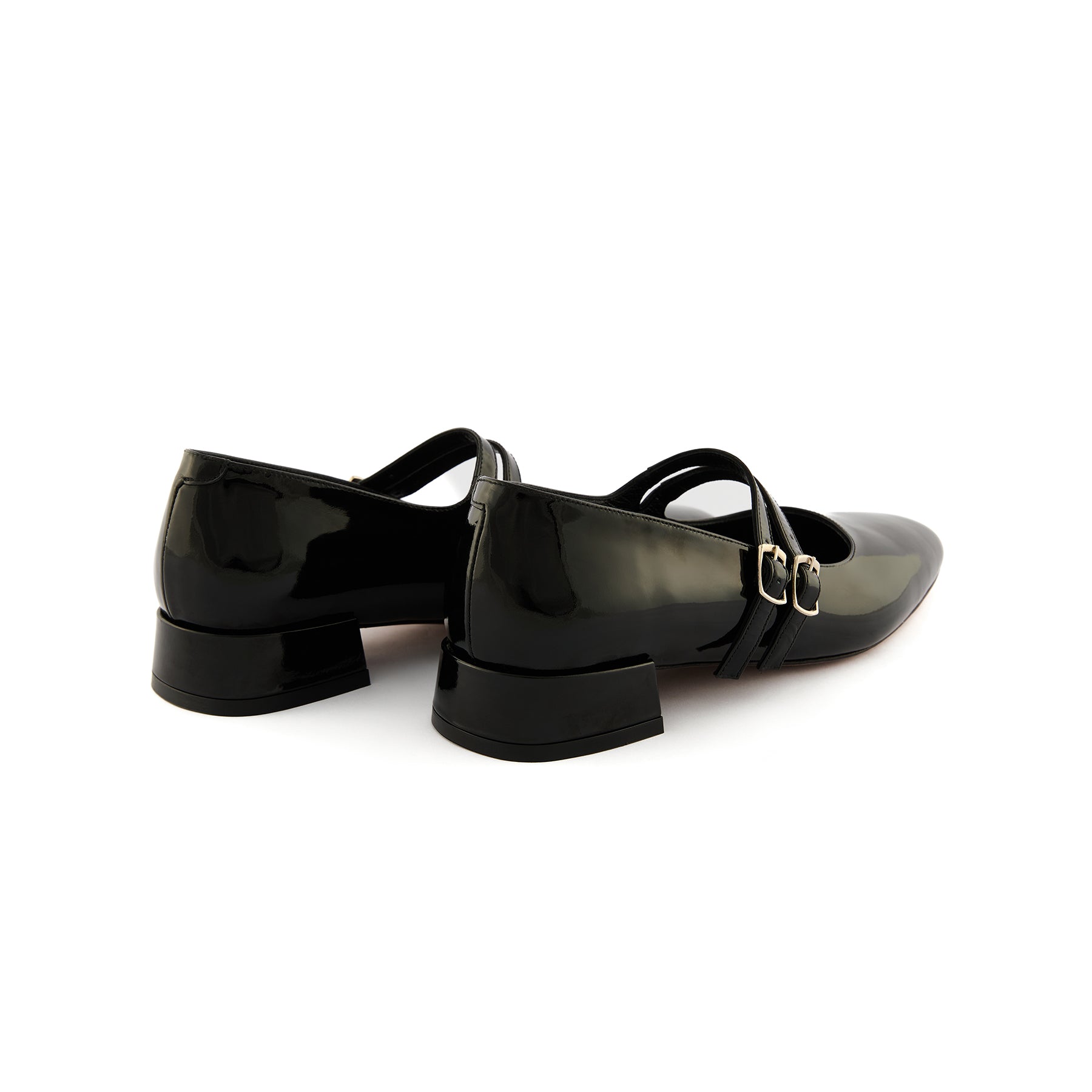 Women’s Black Square-Toe Handmade Patent Calf Leather Dance Shoes W3015