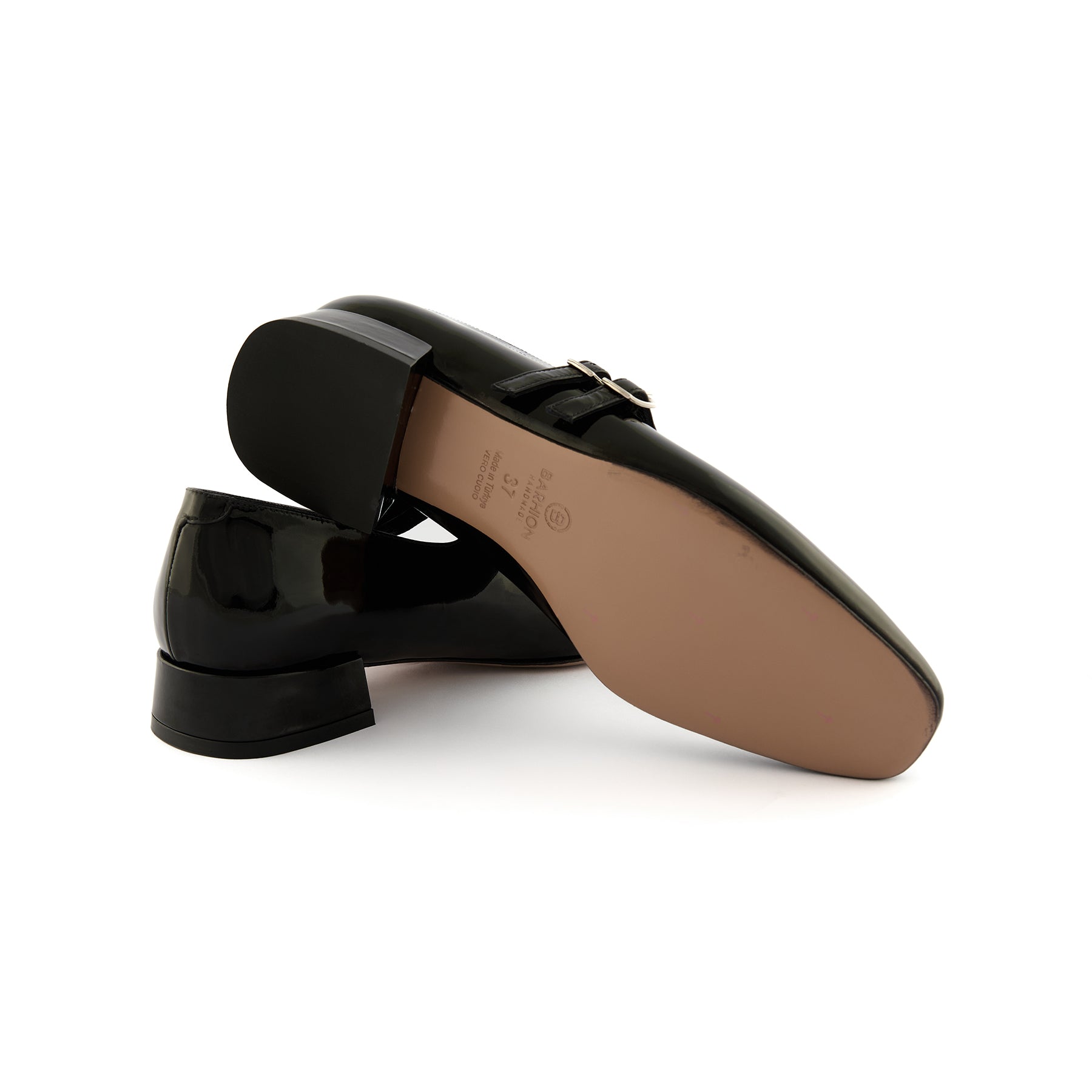 Women’s Black Square-Toe Handmade Patent Calf Leather Dance Shoes W3015