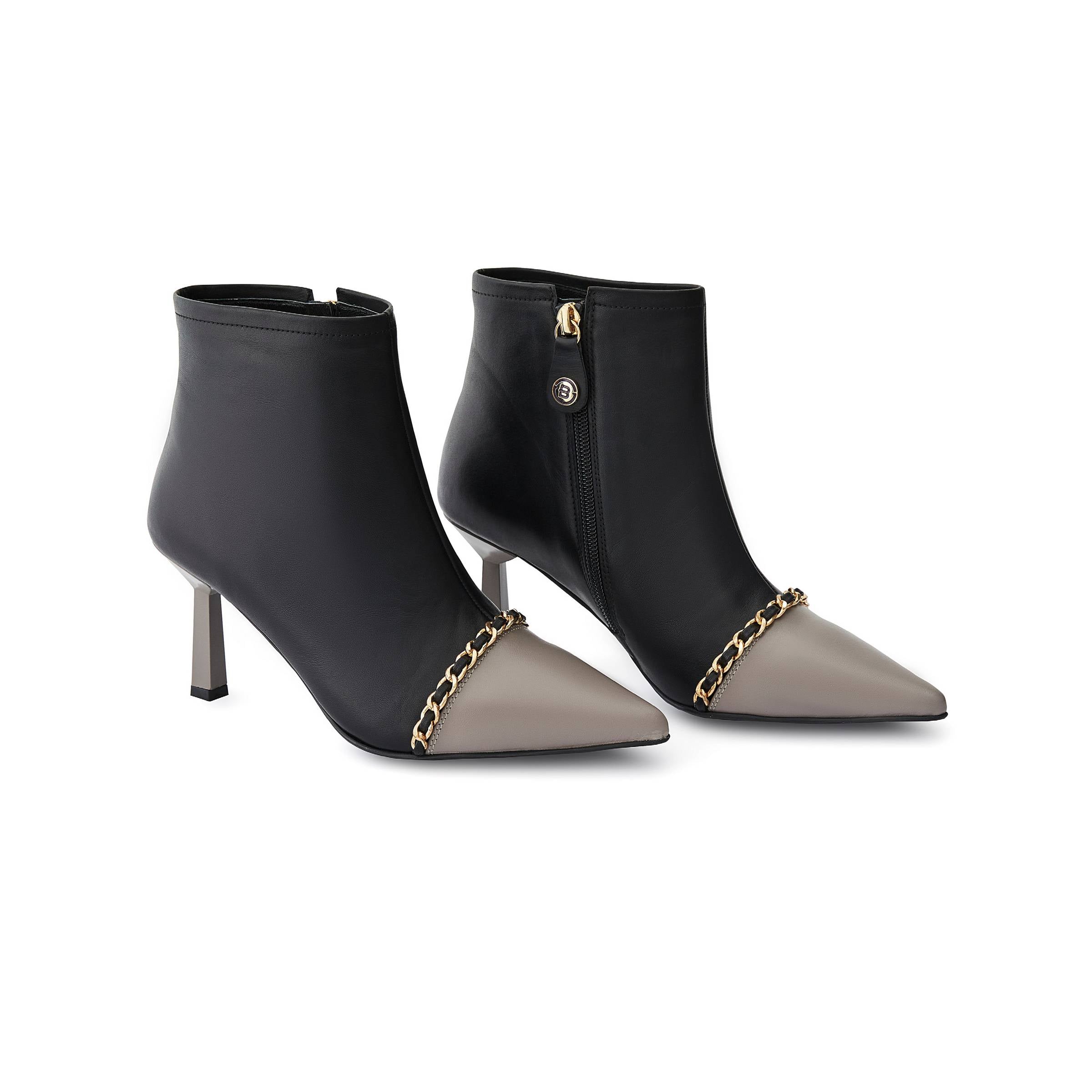 Women's Calf Leather Stiletto Heel Ankle Handmade Boots W4003