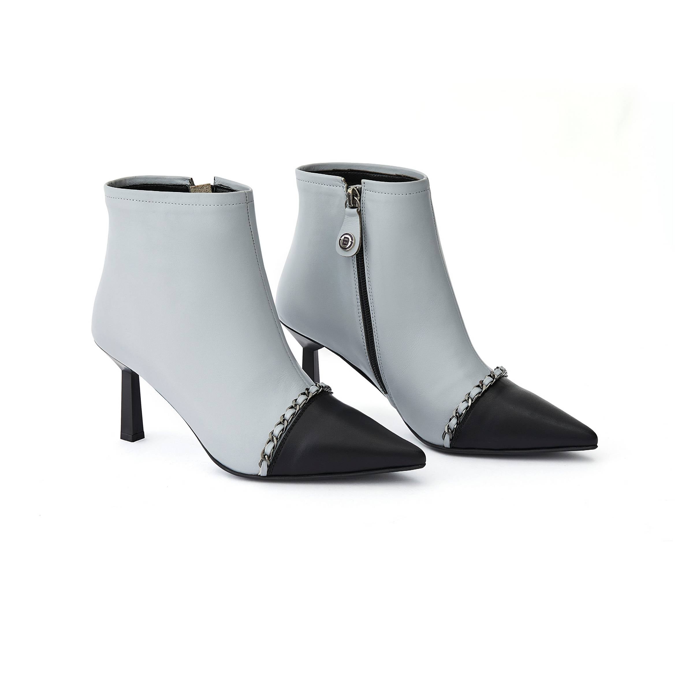 Women's Calf Leather Stiletto Heel Ankle Handmade Boots W4003