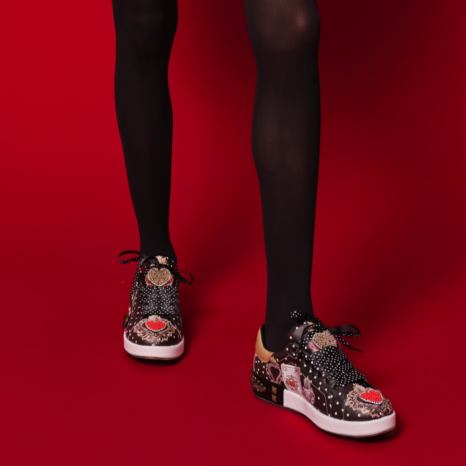 Women's Calf Leather Handmade Sneakers W5025