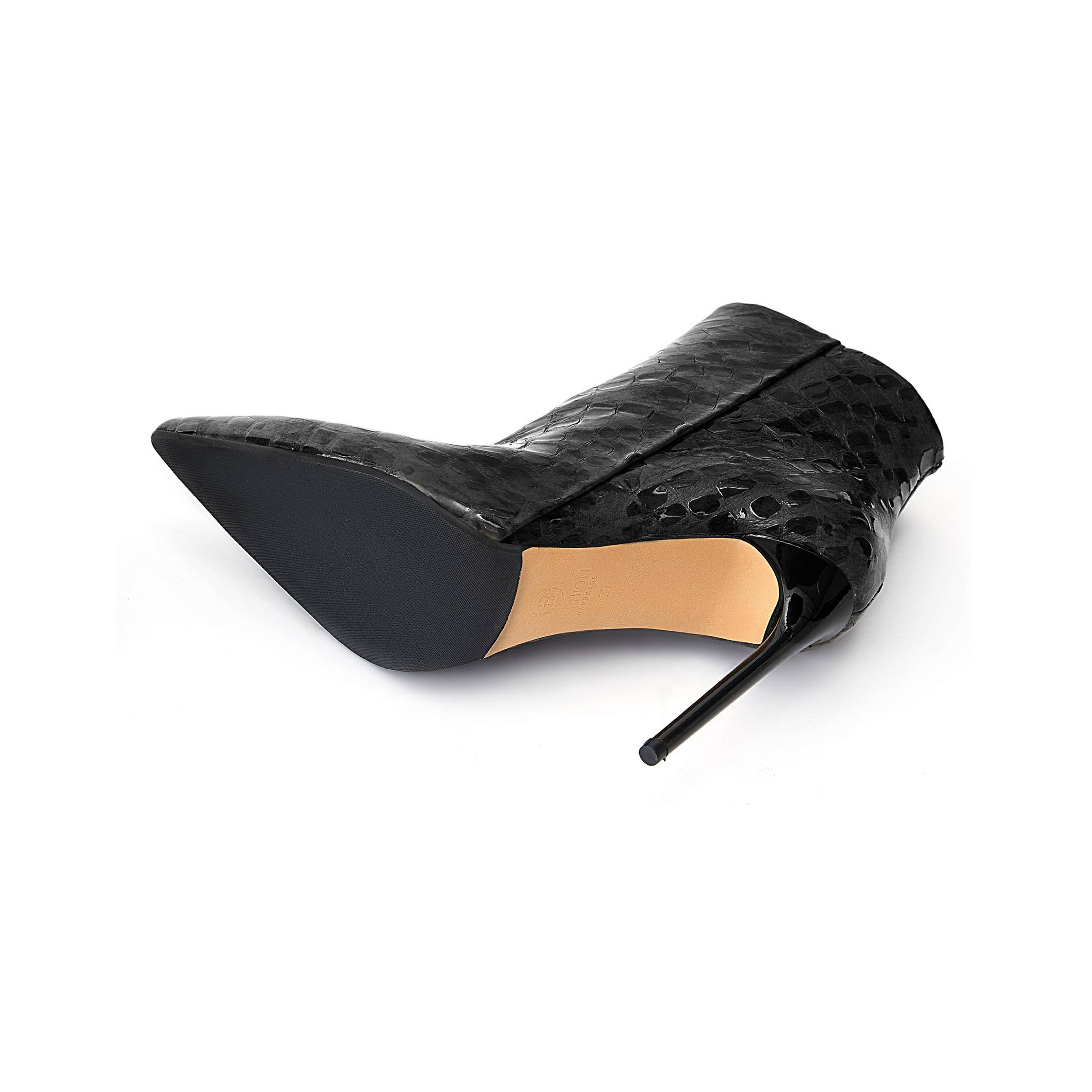 Women's Rugan Calf Leather High Heel Handmade Ankle Boots W4000